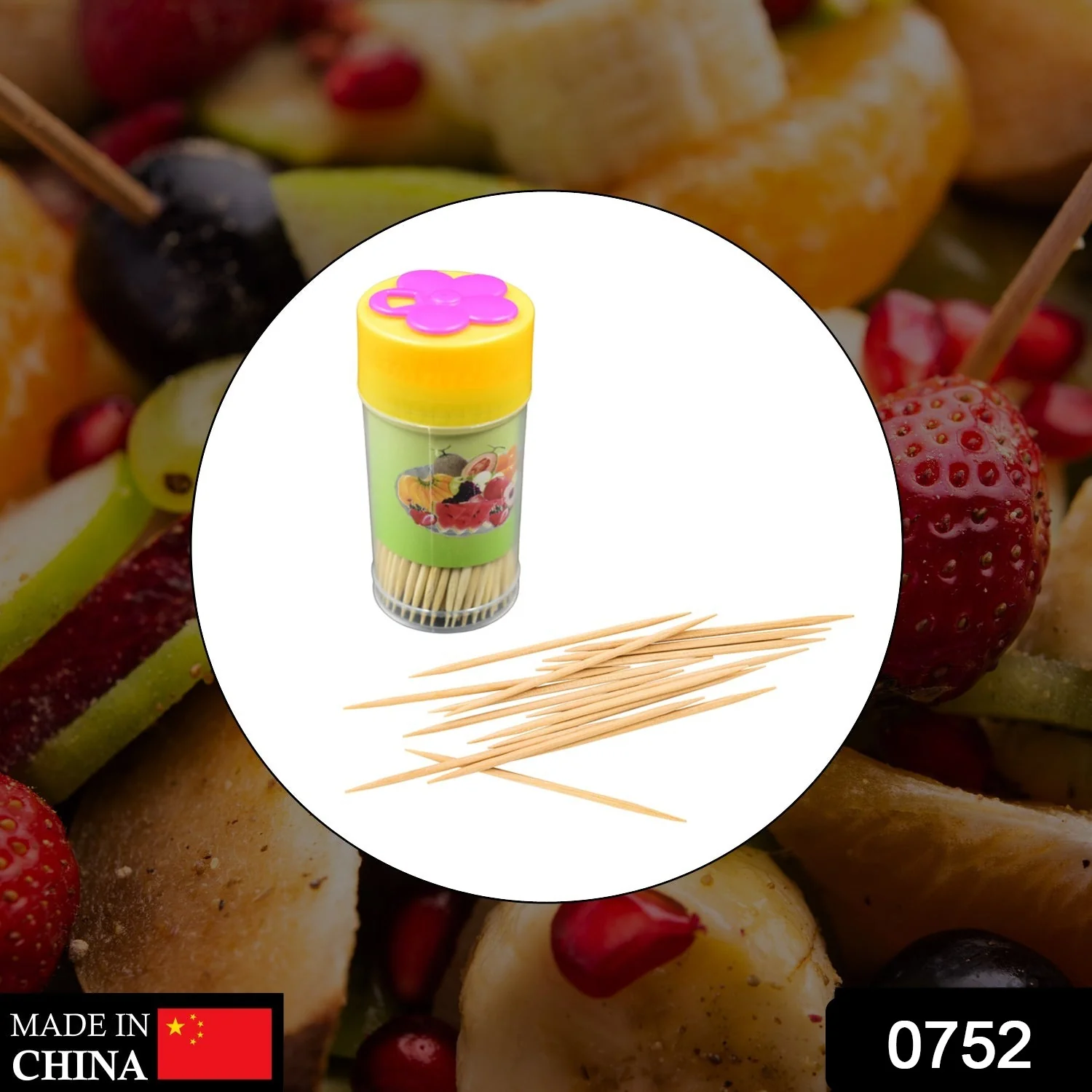 Wood Double Sided Toothpicks with Clear Plastic Storage Box - Image 2