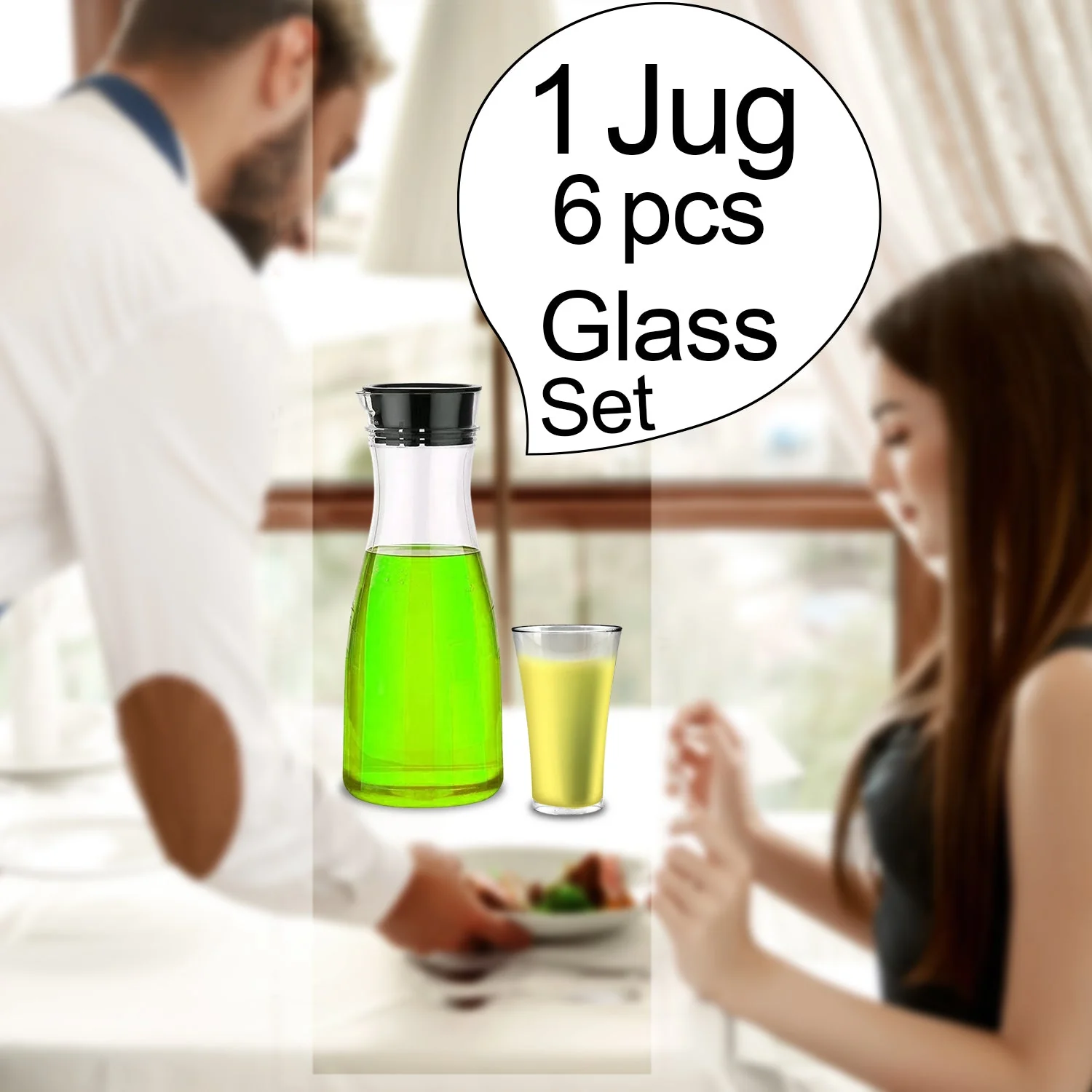 Transparent Unbreakable Water Juicy Jug and 6 Pcs. Glass Combo Set - Image 6