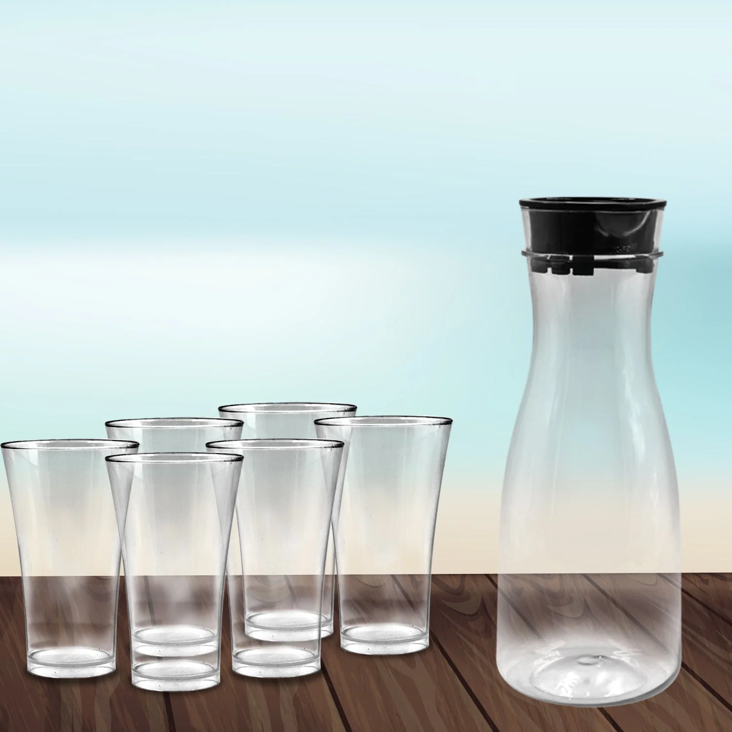Transparent Unbreakable Water Juicy Jug and 6 Pcs. Glass Combo Set - Image 7