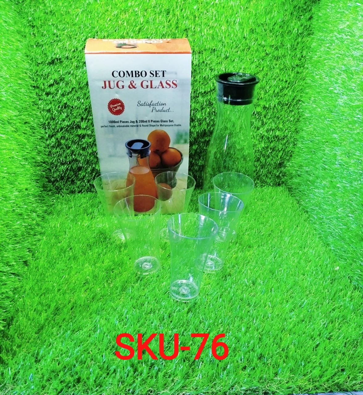 Transparent Unbreakable Water Juicy Jug and 6 Pcs. Glass Combo Set - Image 8