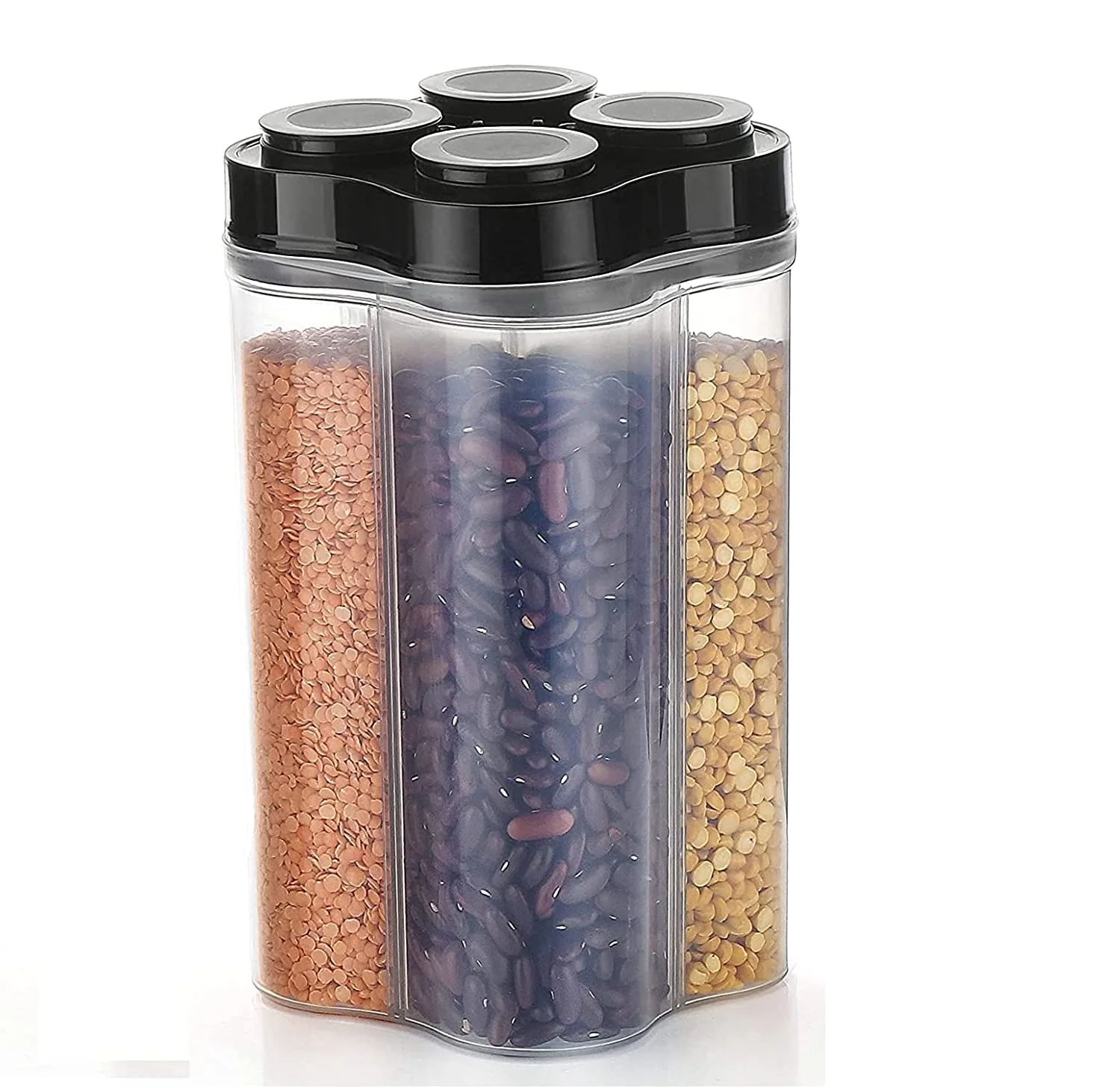 Plastic Lock Food Storage 4 Section Container Jar for Grocery, Fridge Container. - Image 11