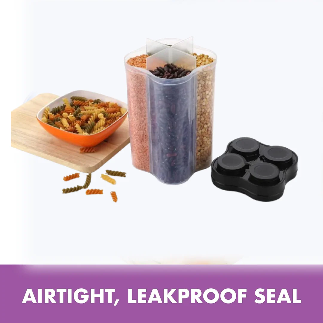 Plastic Lock Food Storage 4 Section Container Jar for Grocery, Fridge Container. - Image 3