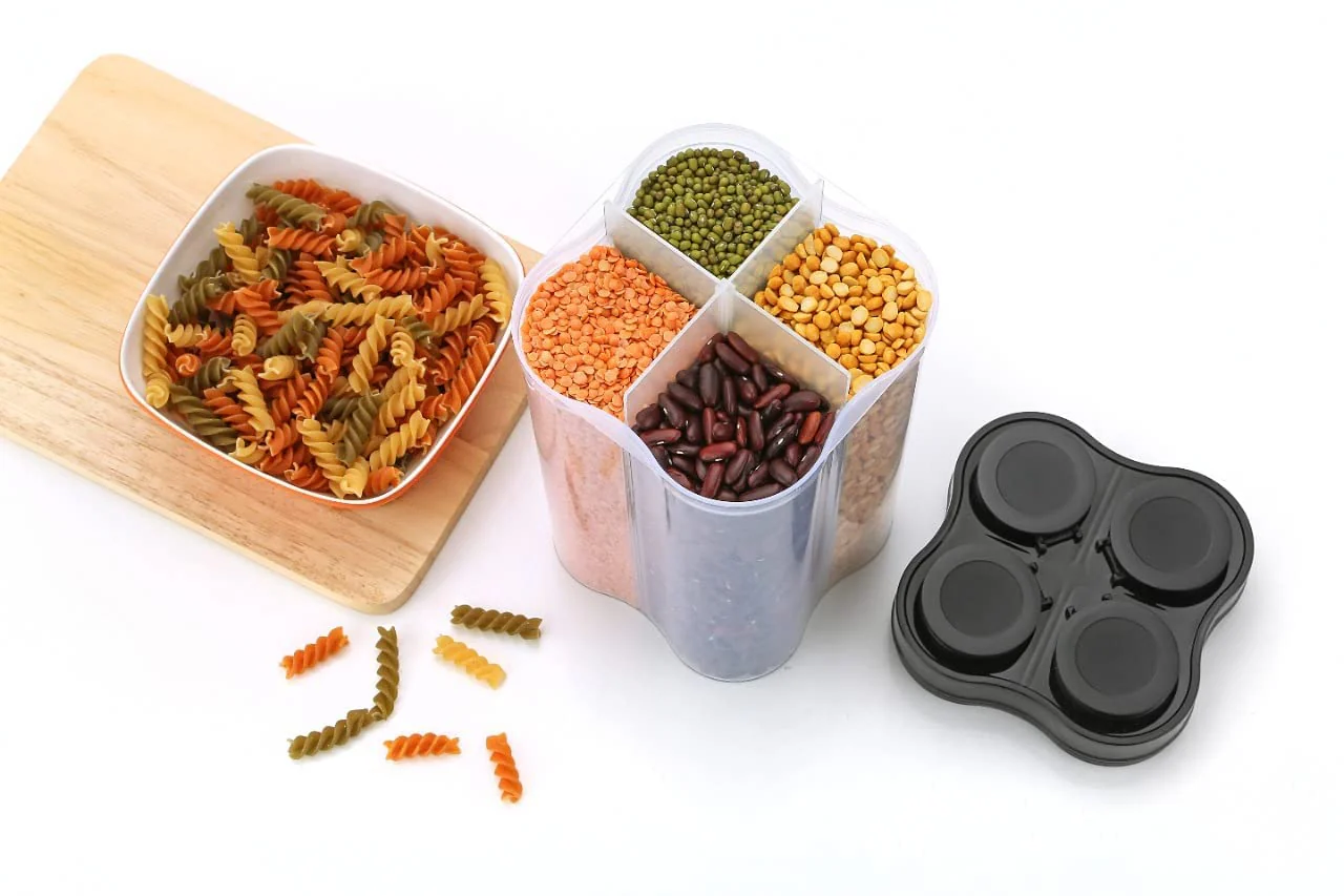 Plastic Lock Food Storage 4 Section Container Jar for Grocery, Fridge Container. - Image 6