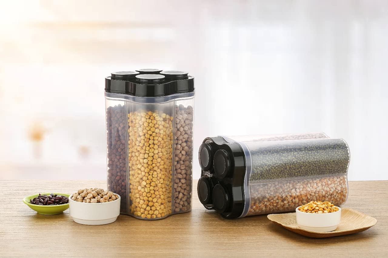 Plastic Lock Food Storage 4 Section Container Jar for Grocery, Fridge Container. - Image 7