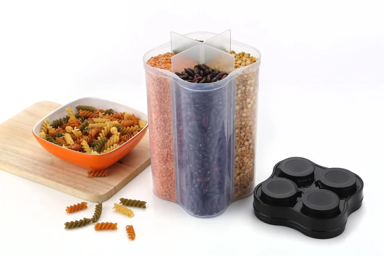 Plastic Lock Food Storage 4 Section Container Jar for Grocery, Fridge Container. - Image 8