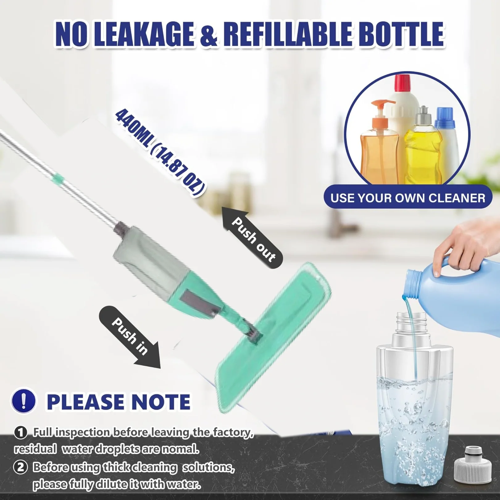 Cleaning 360 Degree Healthy Spray Mop with Removable Washable Cleaning Pad - Image 5
