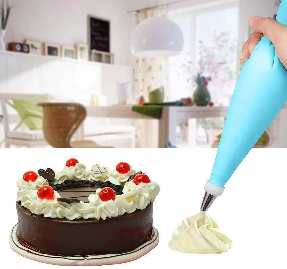 Cake Decorating Nozzle with Piping Bag Stainless Steel Piping Cream Frosting Nozzles - Image 9