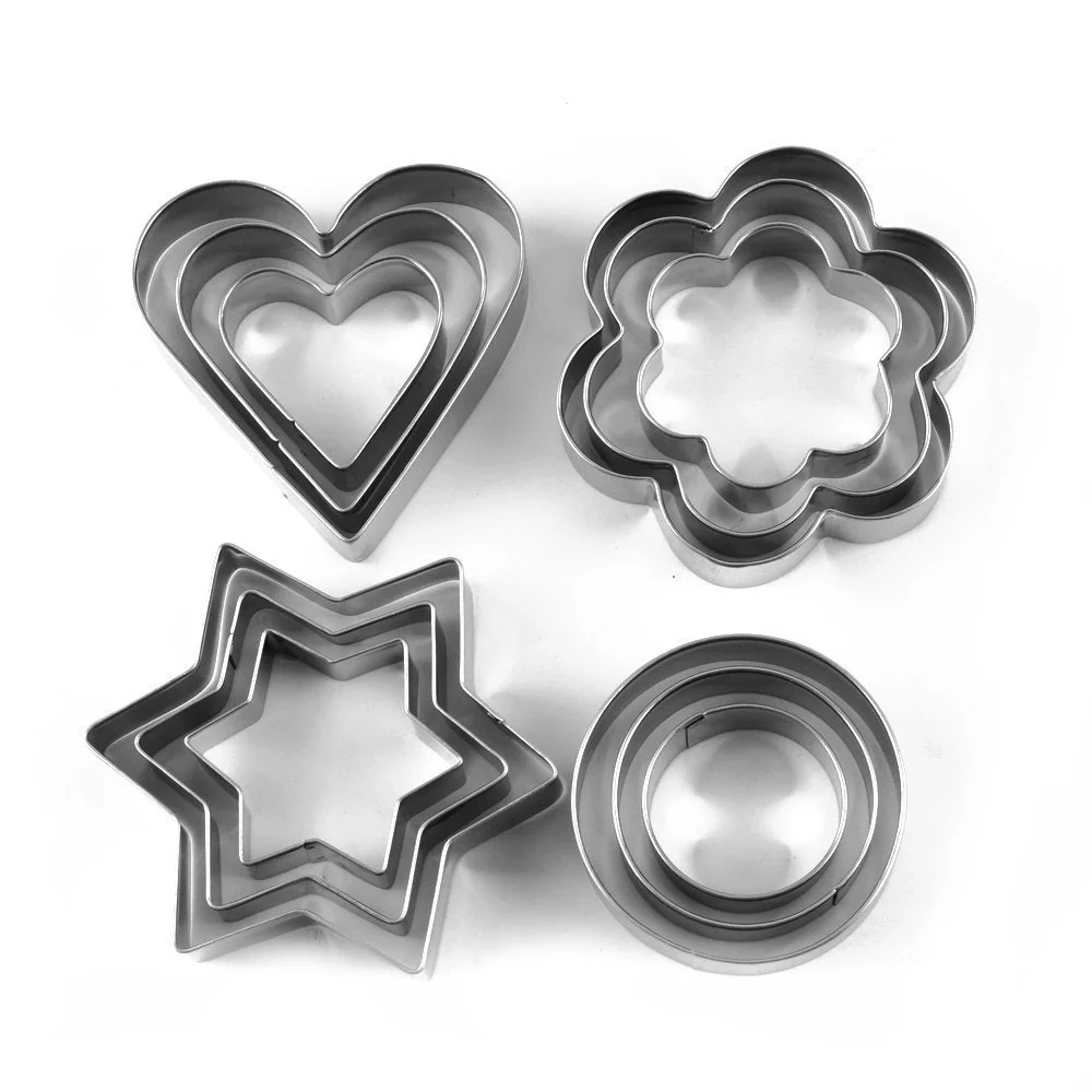 Stainless Steel Cookie Cutter Set – Heart, Round, Star & Flower Shapes (12 Pcs) - Image 4