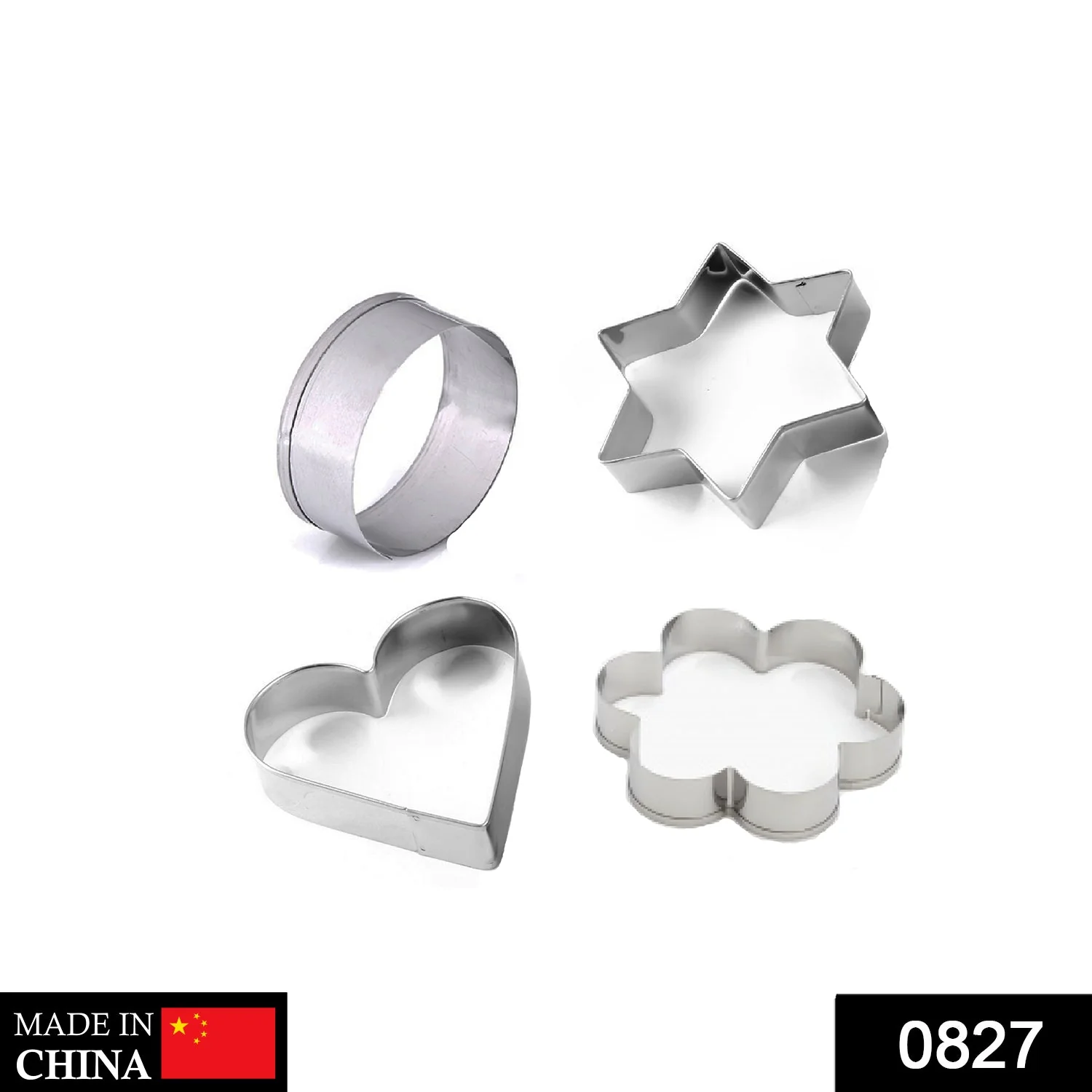 Stainless Steel Cookie Cutter Set – Heart, Star & Flower Shapes (4 Pcs) - Image 2