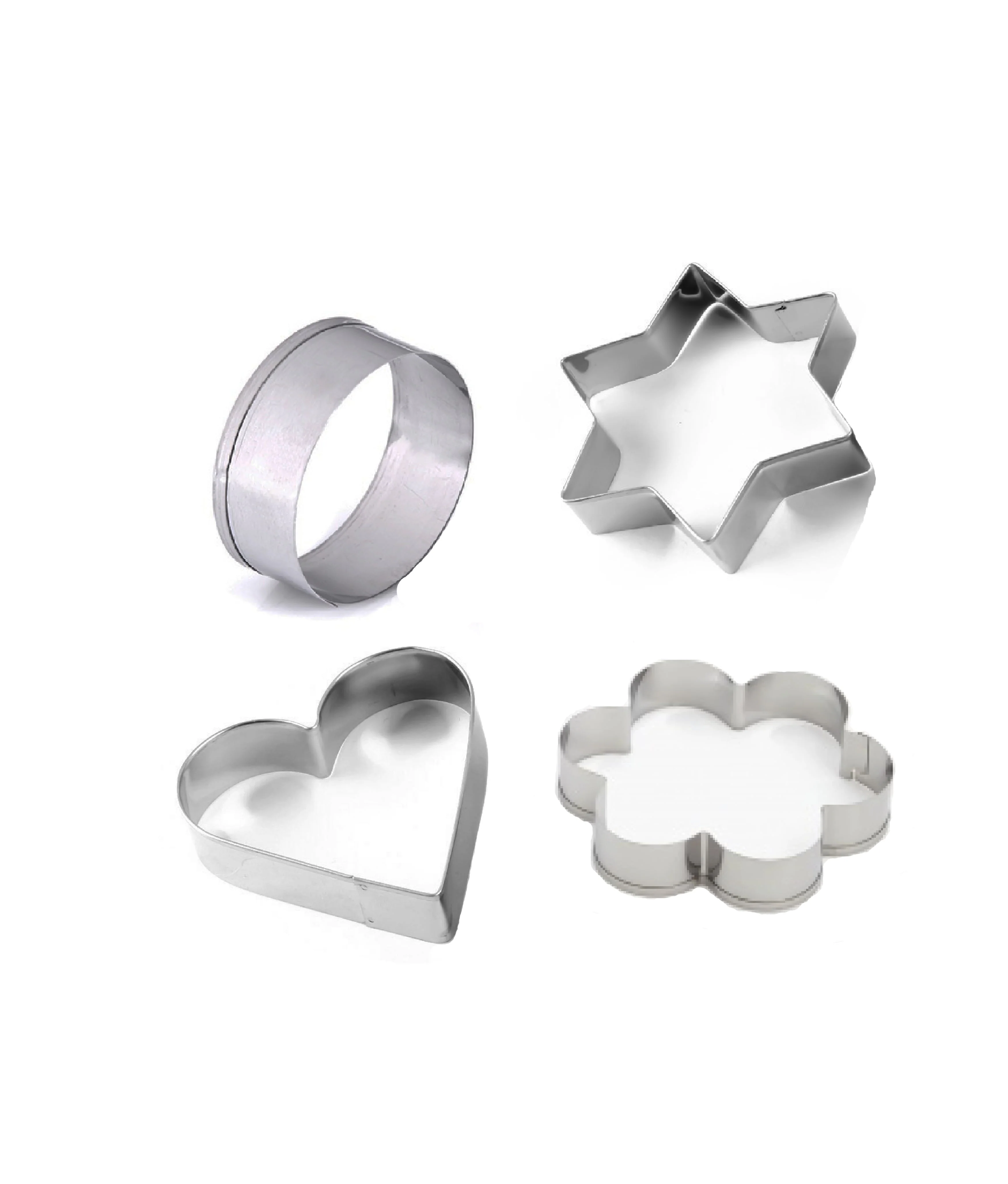 Stainless Steel Cookie Cutter Set – Heart, Star & Flower Shapes (4 Pcs) - Image 3