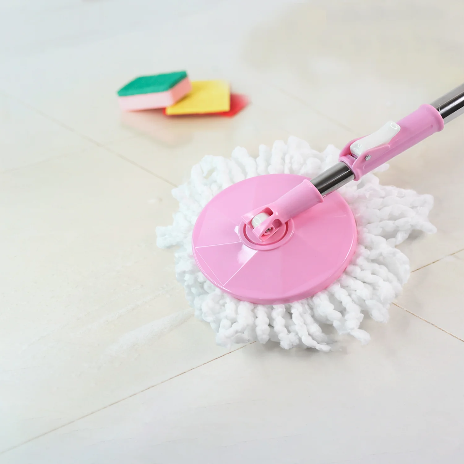 Stainless Steel 360° Rotating Mop with Microfiber Head & Adjustable Rod - Image 3