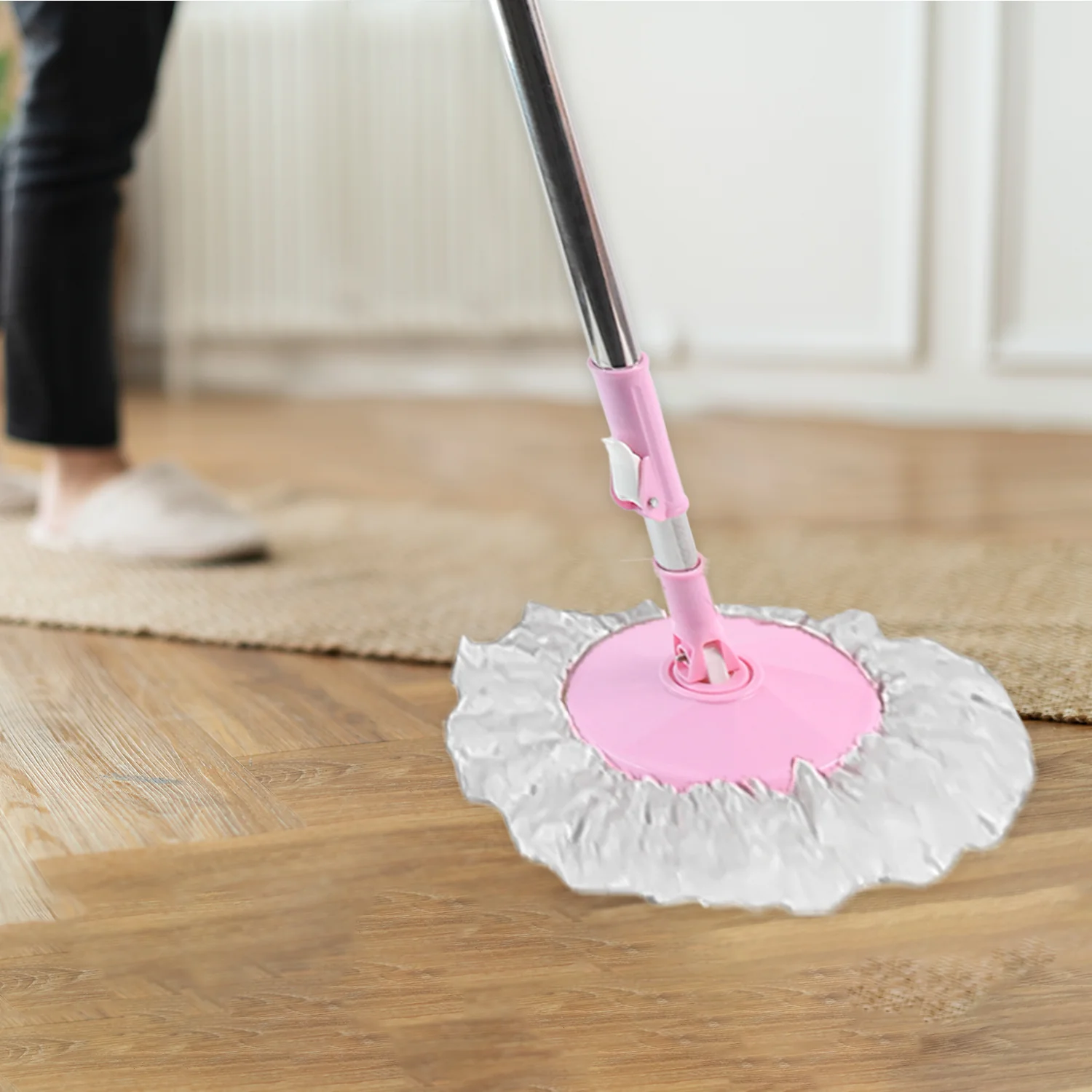 Stainless Steel 360° Rotating Mop with Microfiber Head & Adjustable Rod - Image 4