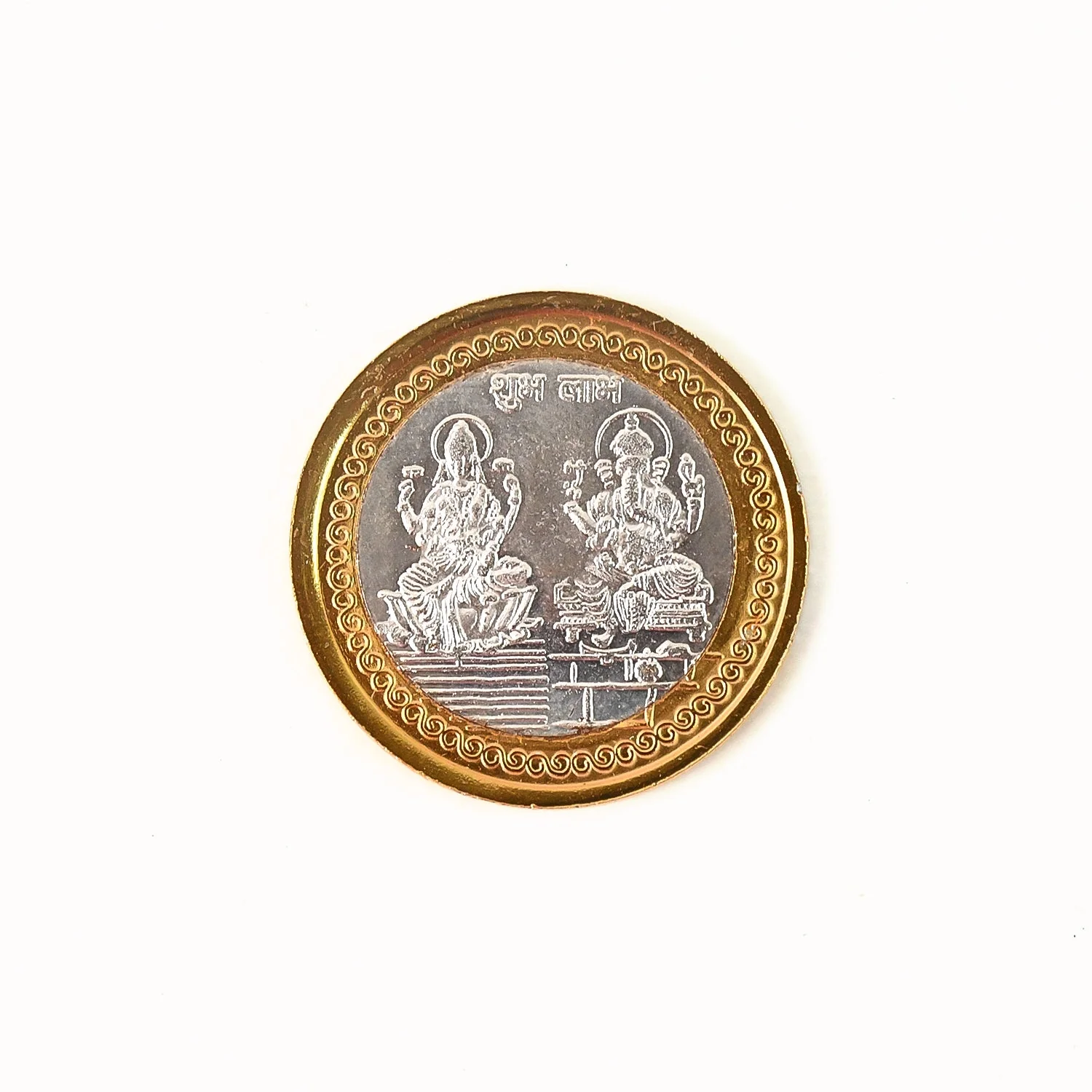 Premium Gold & Silver Dual-Tone Religious Coin with Lakshmi Ganesh Design - Image 5
