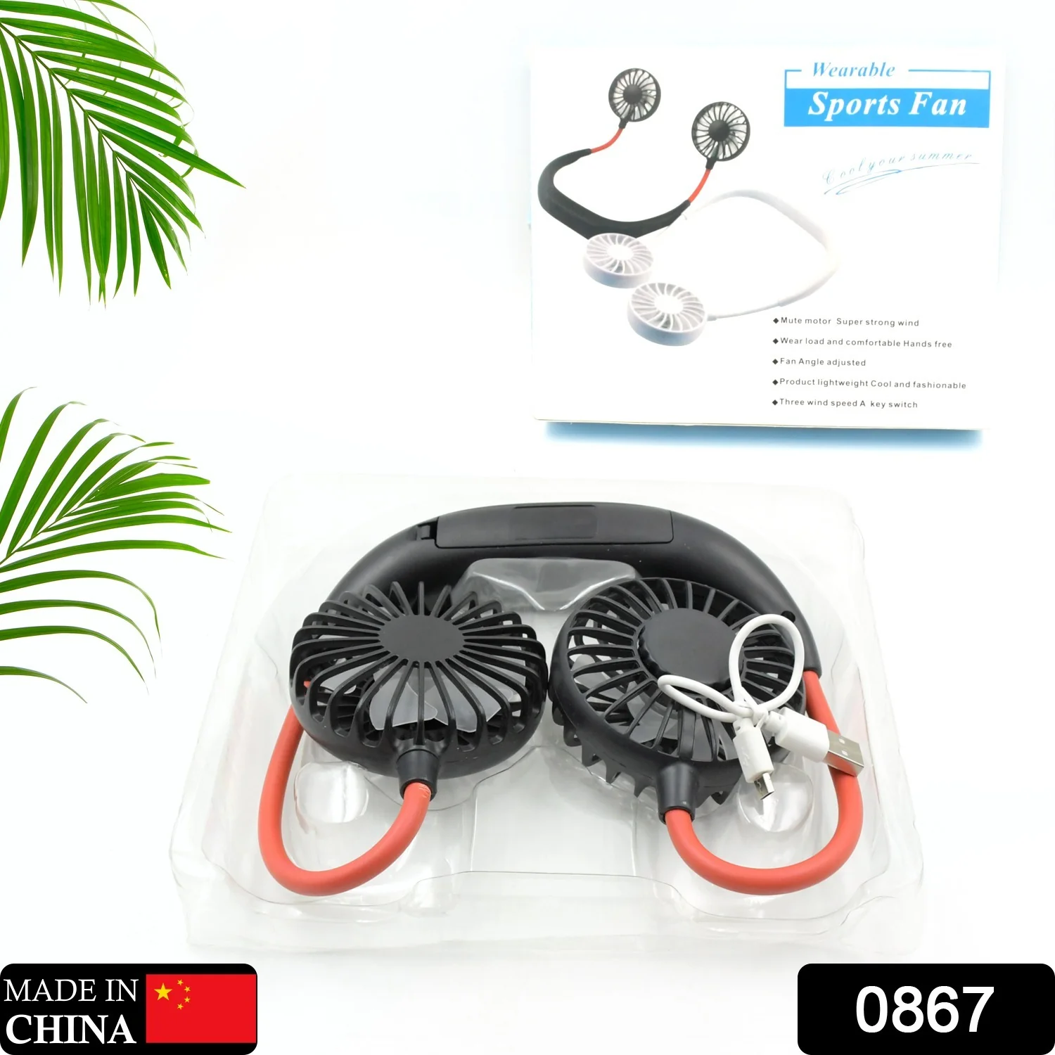Hand Free Personal Fan - Portable USB Battery Rechargeable With Battery Comaprtment Mini Fan - Headphone Design Wearable Neckband Fan Necklance Fan Cooler Fan for Home, Sport, Camping, Beach, Travel, Office (Battery Not Included) - Image 2