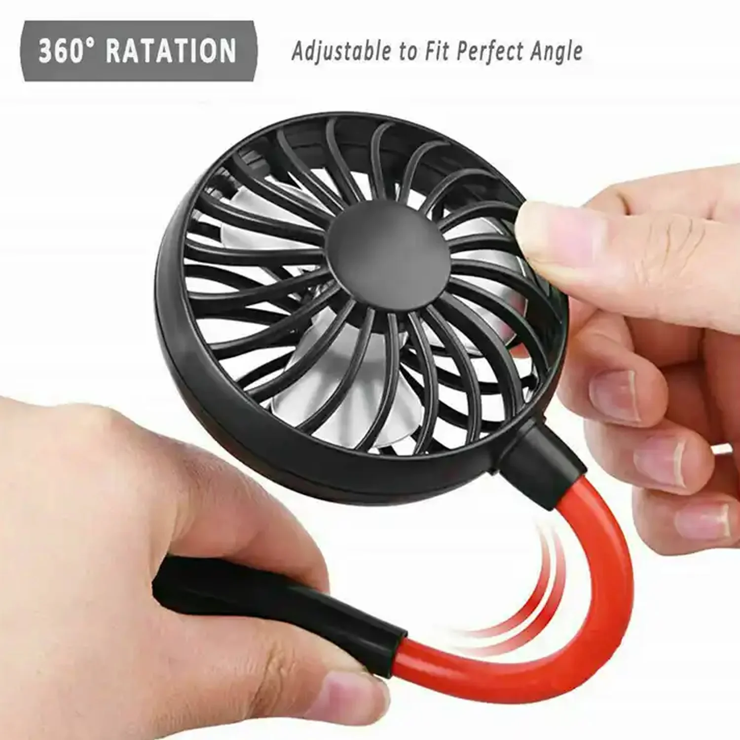 Hand Free Personal Fan - Portable USB Battery Rechargeable With Battery Comaprtment Mini Fan - Headphone Design Wearable Neckband Fan Necklance Fan Cooler Fan for Home, Sport, Camping, Beach, Travel, Office (Battery Not Included) - Image 7