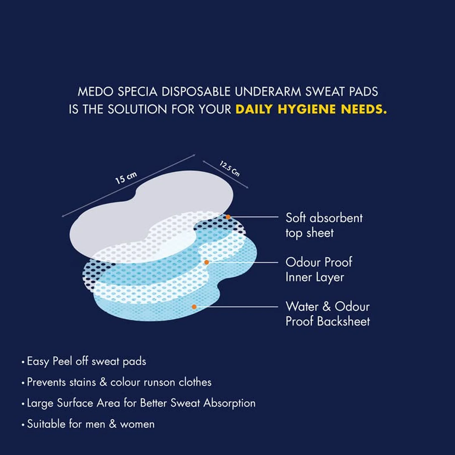 Underarms Sweat Pads Disposable Highly Absorbent Pads Cotton (Pack of 10) - Image 7