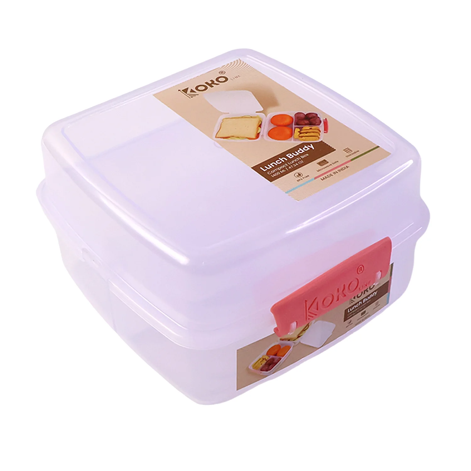 1 Large and 3 Small -Compartment 1400 ML Multipurpose Lunch Box (1400 ML / 1 Pc) - Image 5