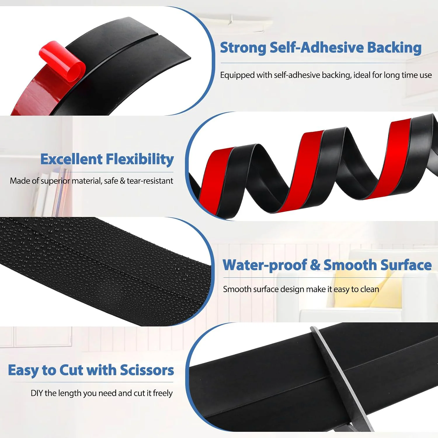 1 Meter Self-Adhesive Silicone Door Bottom Seal Strip (1 Mtr / 1 Pc) - Image 3