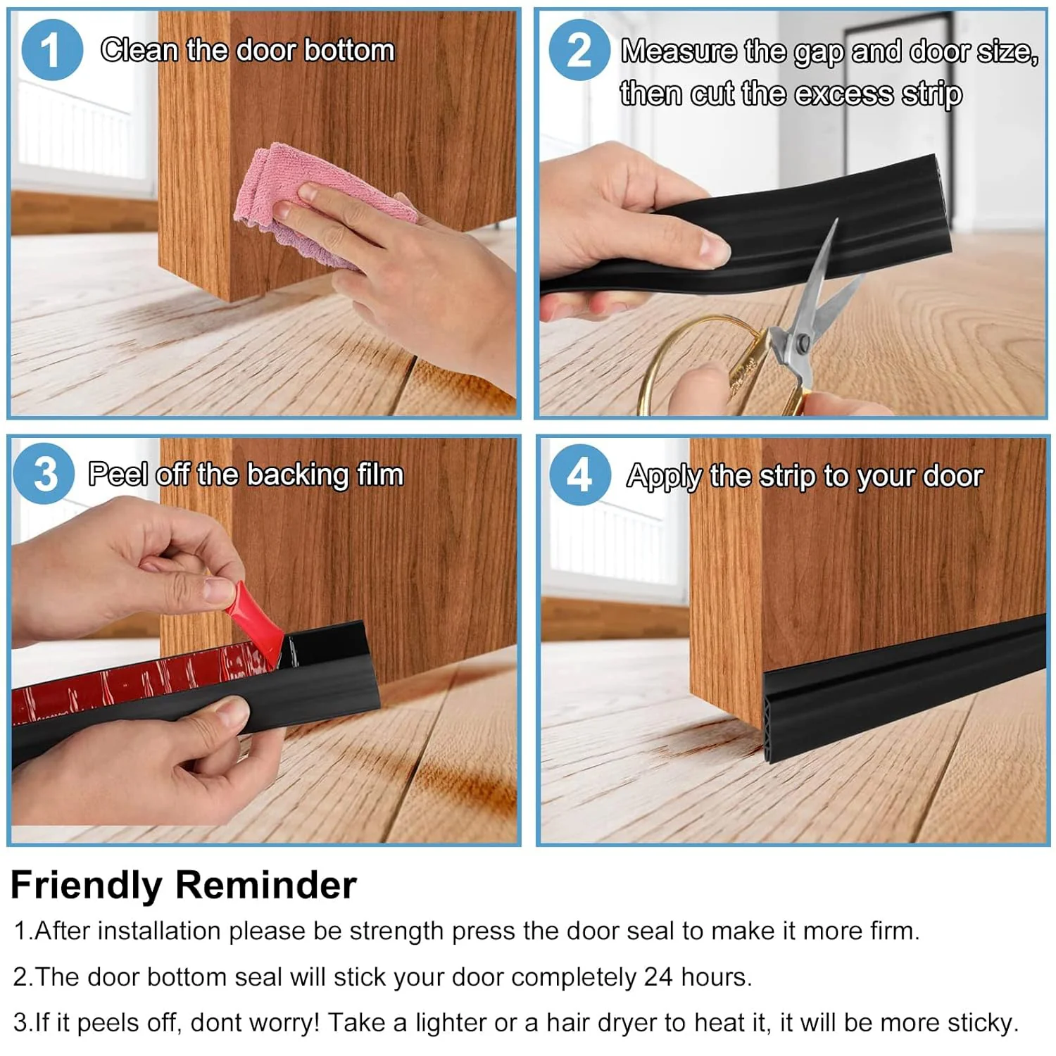 1 Meter Self-Adhesive Silicone Door Bottom Seal Strip (1 Mtr / 1 Pc) - Image 4