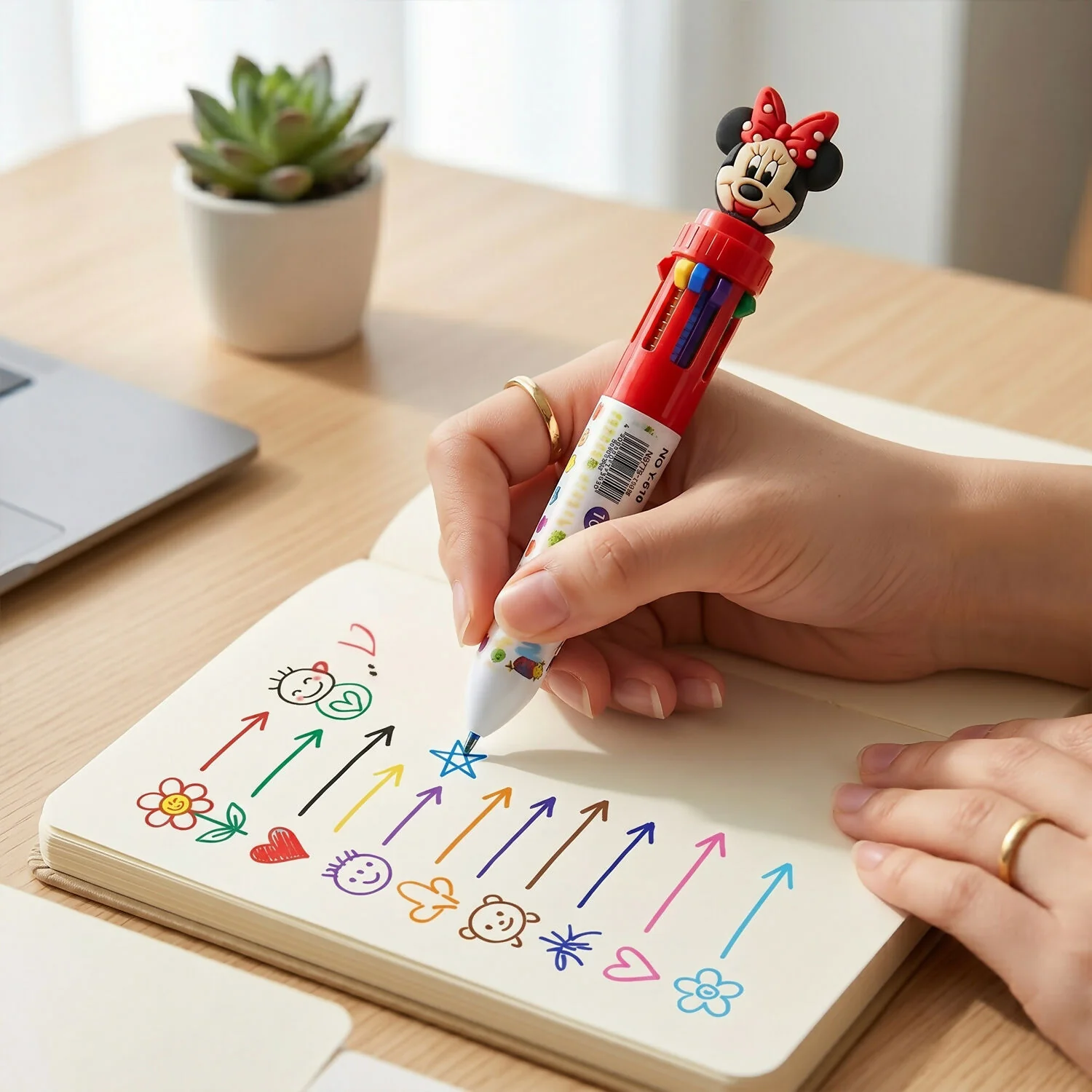 10 Color Cartoon Character Multi Ink Ball Pen for Kids & School (2 PC) - Image 3