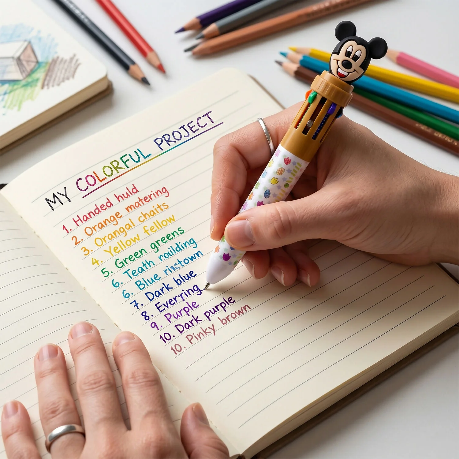 10 Color Cartoon Character Multi Ink Ball Pen for Kids & School (2 PC) - Image 6