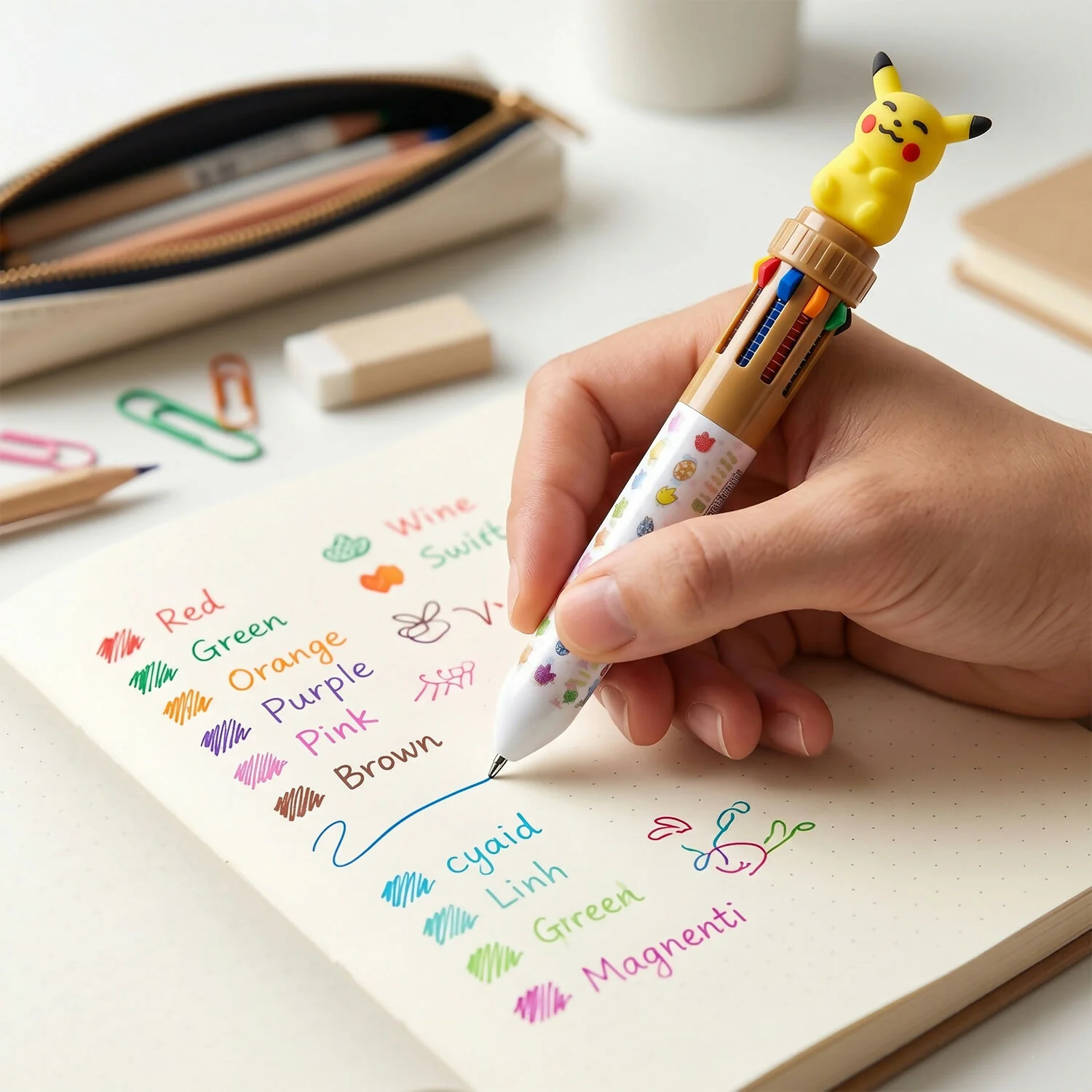 10 Color Cartoon Multi Ink Ball Pen for Kids School Stationery - Image 2