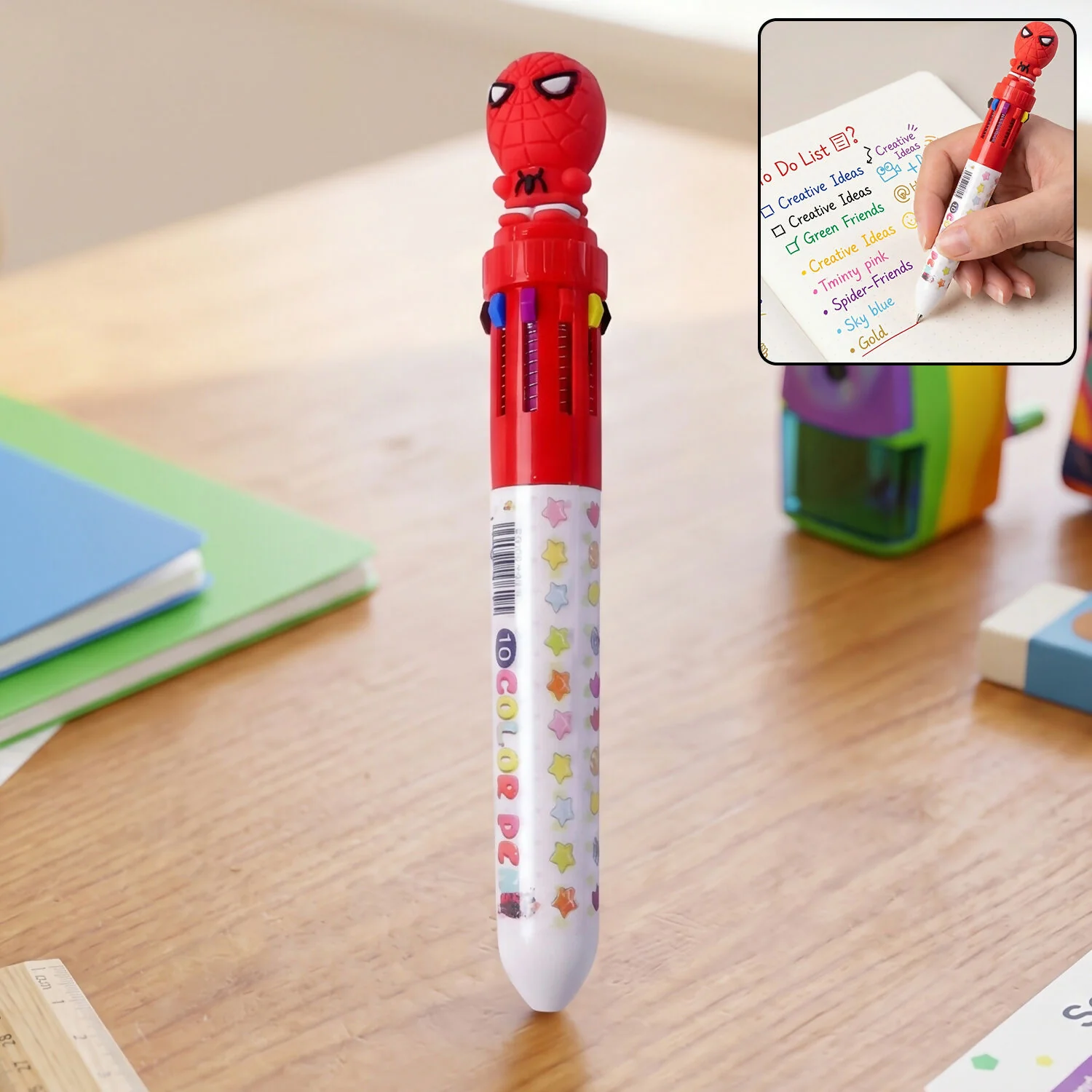 10 Color Superhero Multi Ink Ball Pen for Kids School Stationery - Image 3