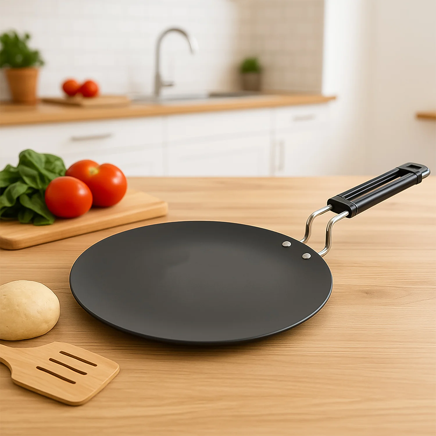 Premium Non-Stick Flat Roti Tawa with Heat-Resistant Handle (10 Inch / 1 Pc) - Image 3