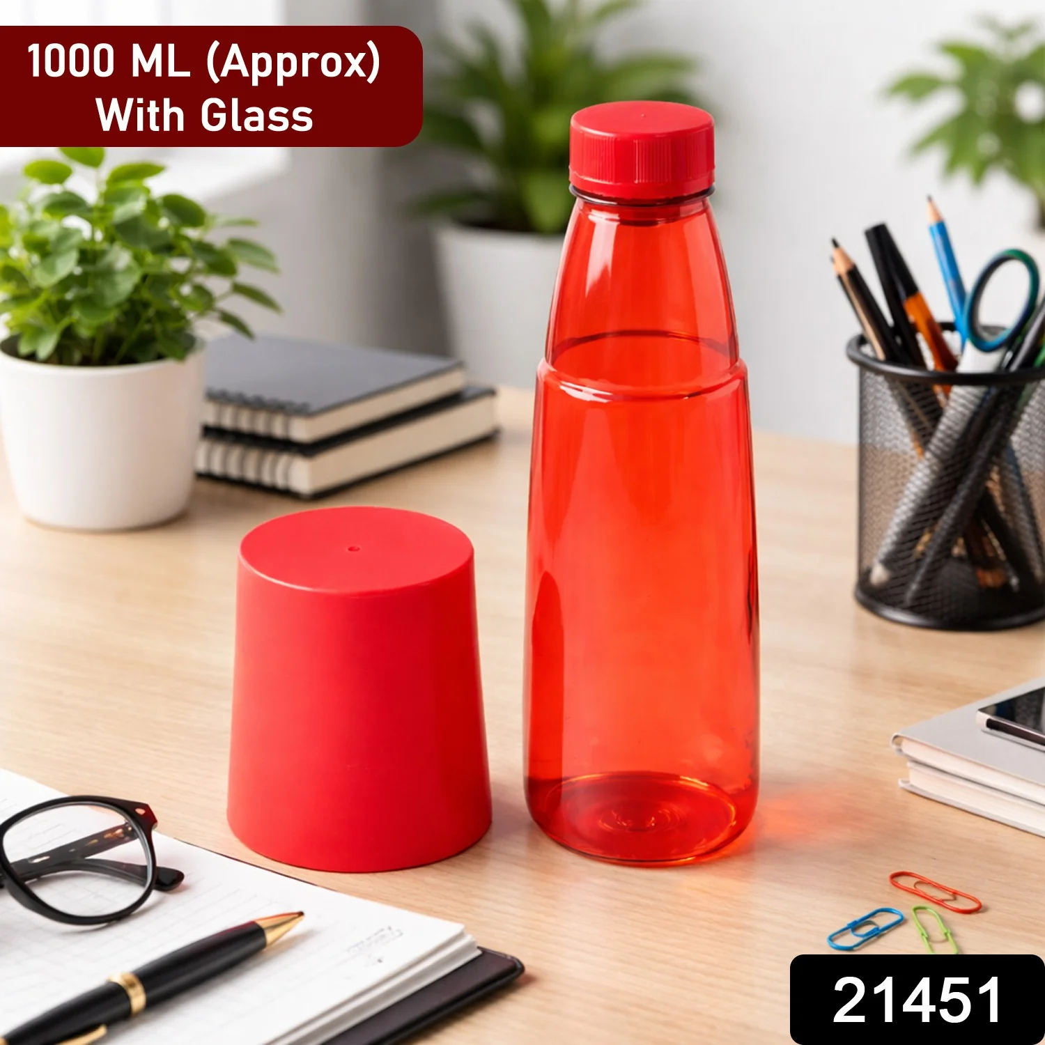 1000 ML (Approx) Plastic Hydra Flow Reusable Water Bottle with Glass - Image 2