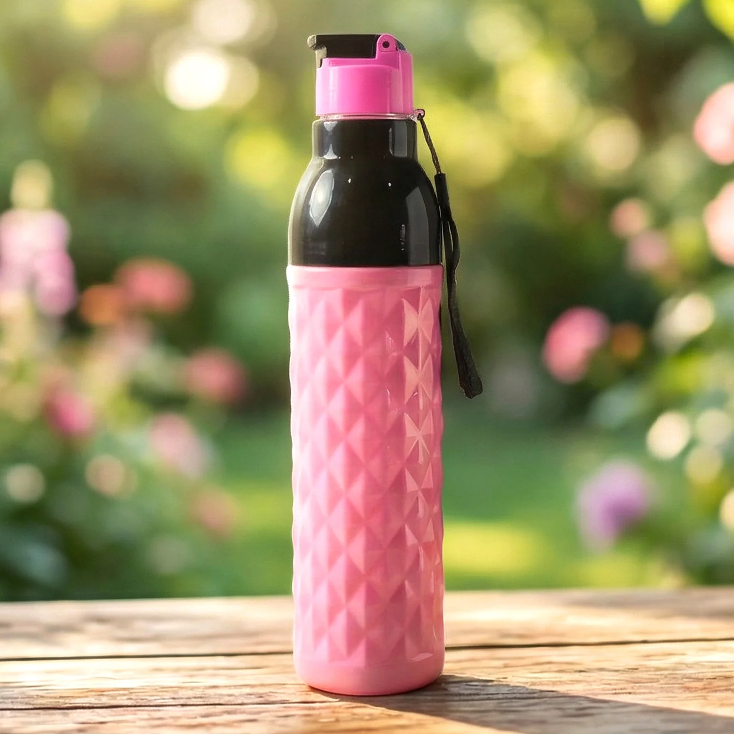 Plastic 1000 ML ApproxDiamond Pattern Leakproof Water Bottle (1 Pc) - Image 5