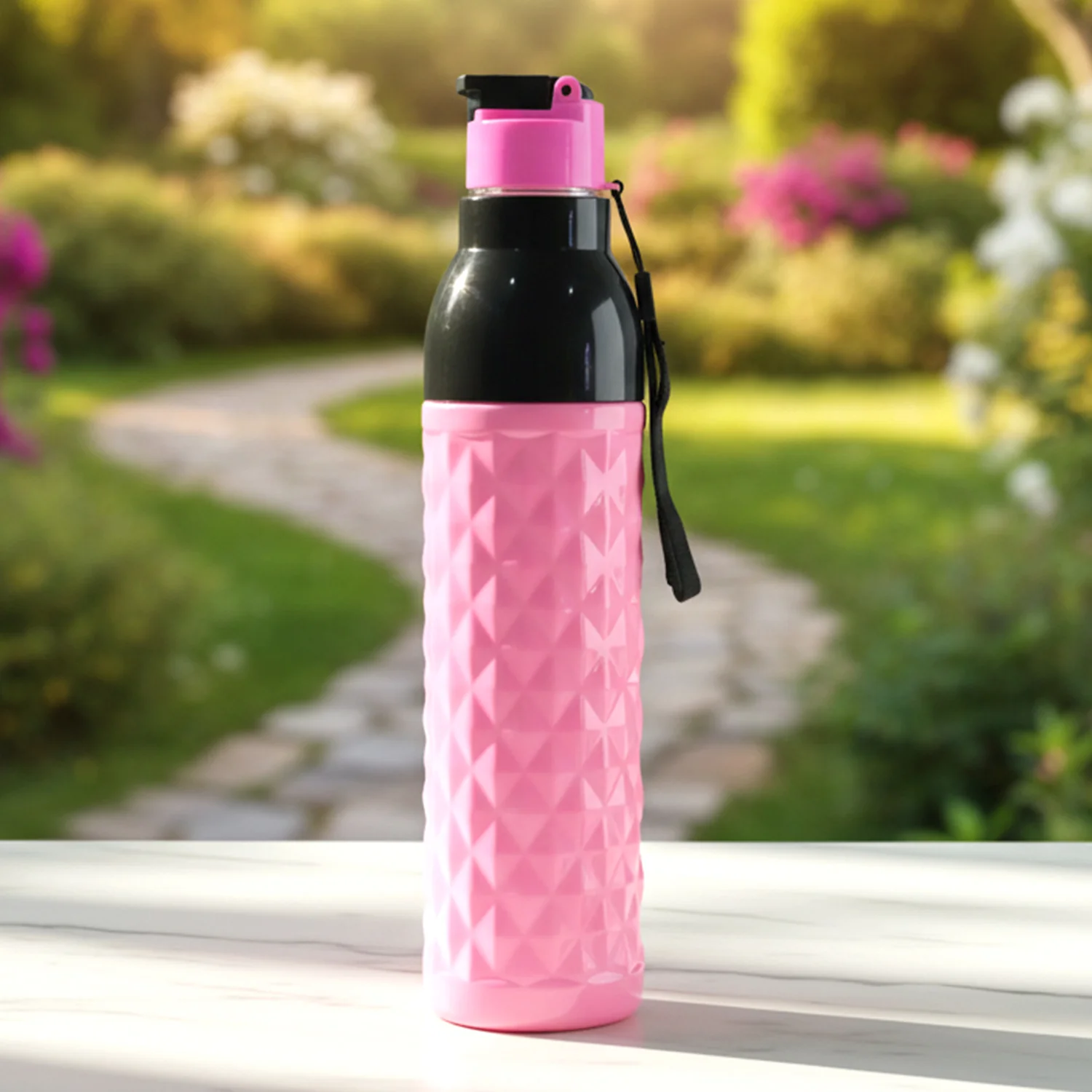 Plastic 1000 ML ApproxDiamond Pattern Leakproof Water Bottle (1 Pc) - Image 7
