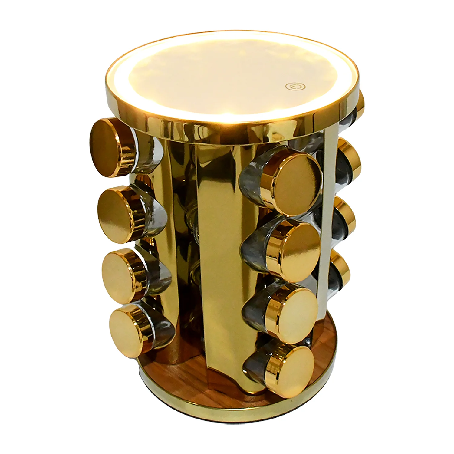 LED Spice Rack Organizer, Rotating Spice Rack  (Golden / 16 Pc / MOQ - 6 pc) - Image 5