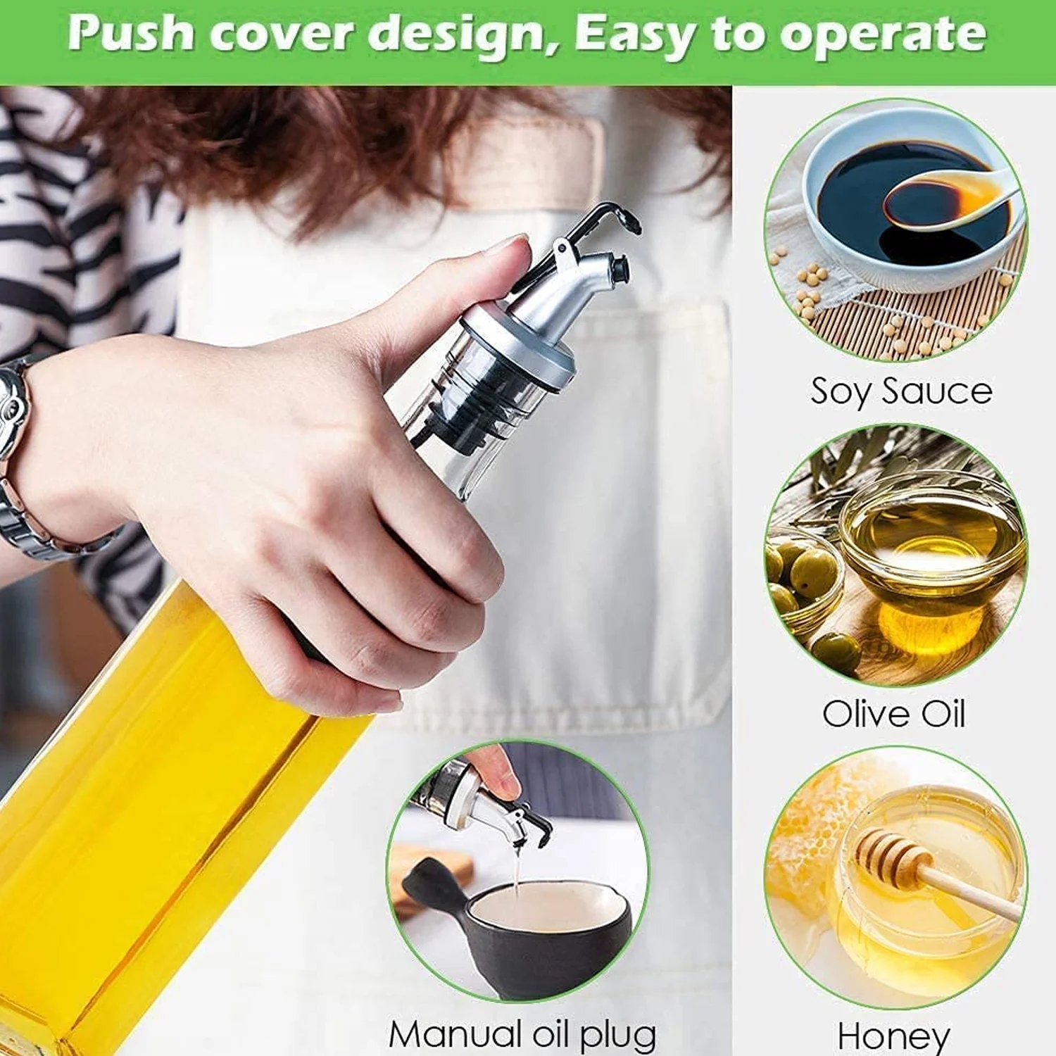 Transparent Glass Oil Dispenser 500 ML Bottle Set of 2, Spice Jar 250 ML Set of 3, Oil Bottle for Kitchen, Oil & Vinegar Storage Glass Bottle, Glass Container for Spice, Masala (5 Pcs Set) - Image 4