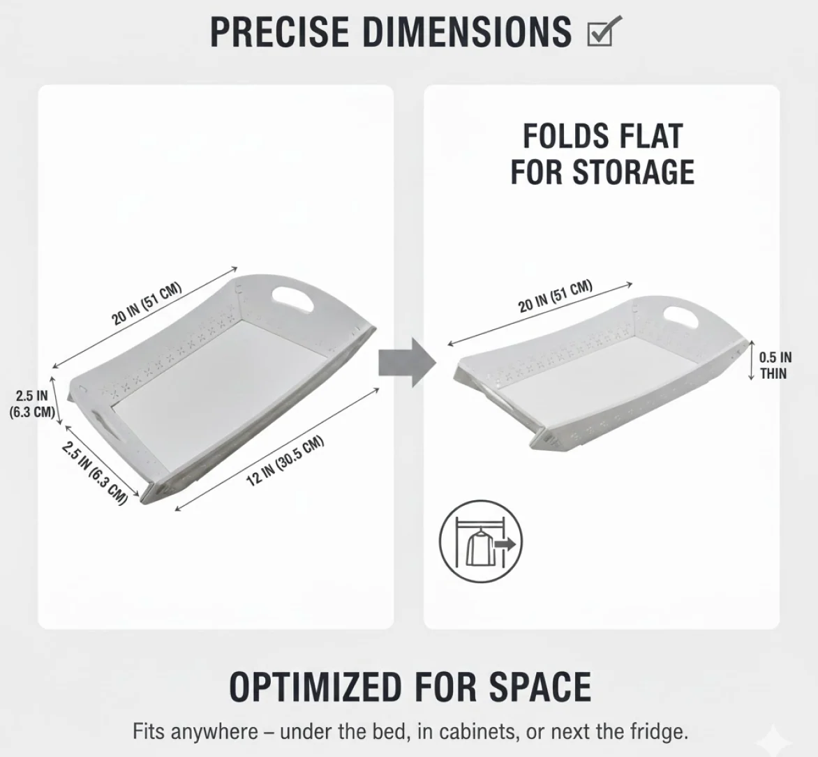 Foldable Plastic Serving Tray - Portable with Handle for Kitchen & Dining (1pc) - Image 11