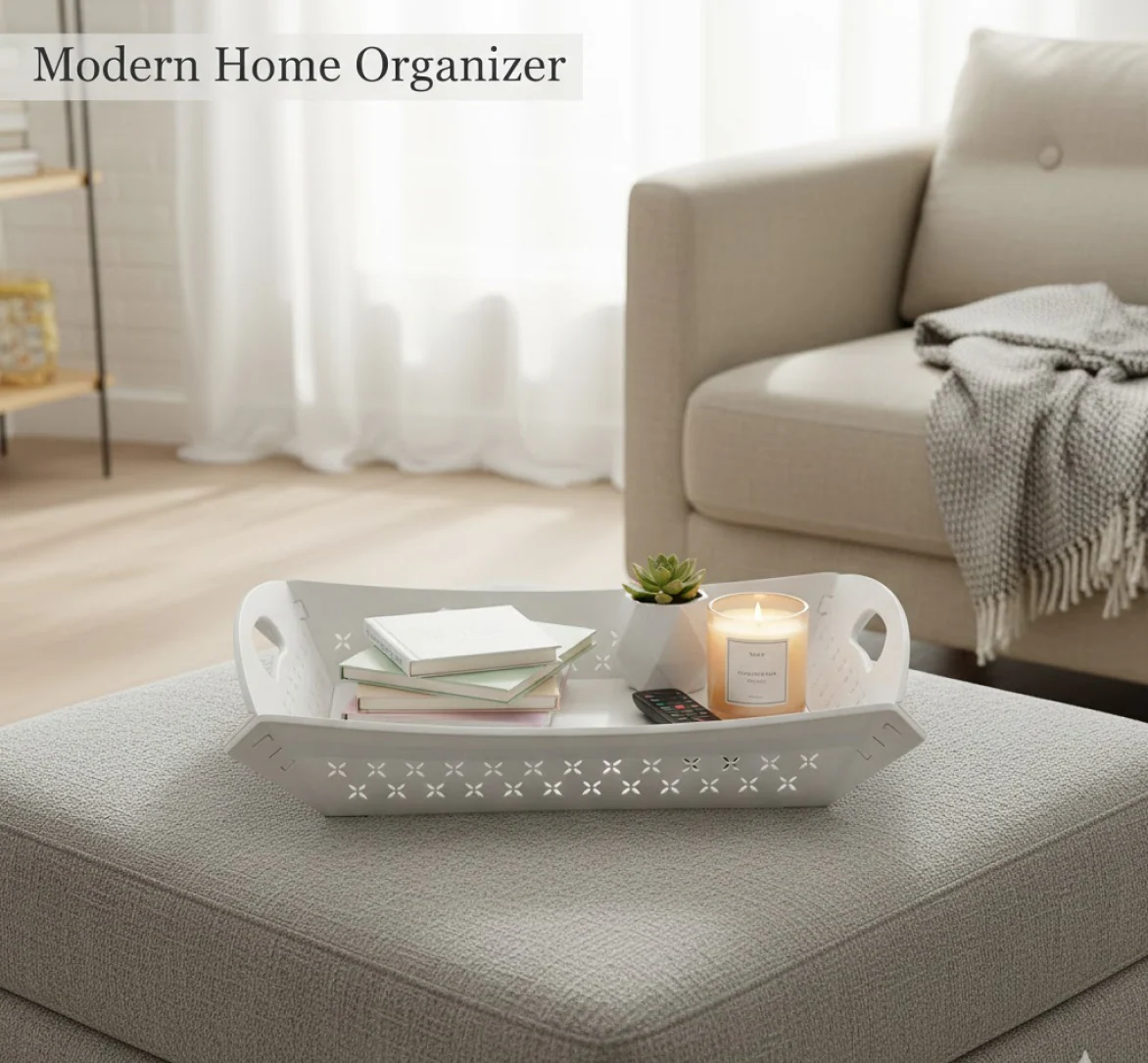 Foldable Plastic Serving Tray - Portable with Handle for Kitchen & Dining (1pc) - Image 7
