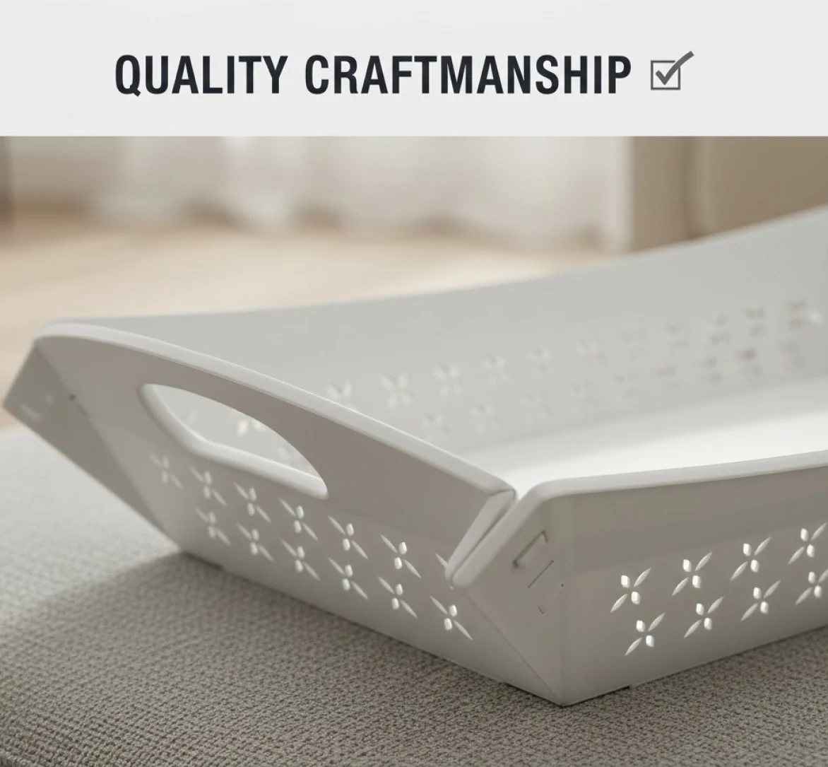 Foldable Plastic Serving Tray - Portable with Handle for Kitchen & Dining (1pc) - Image 8