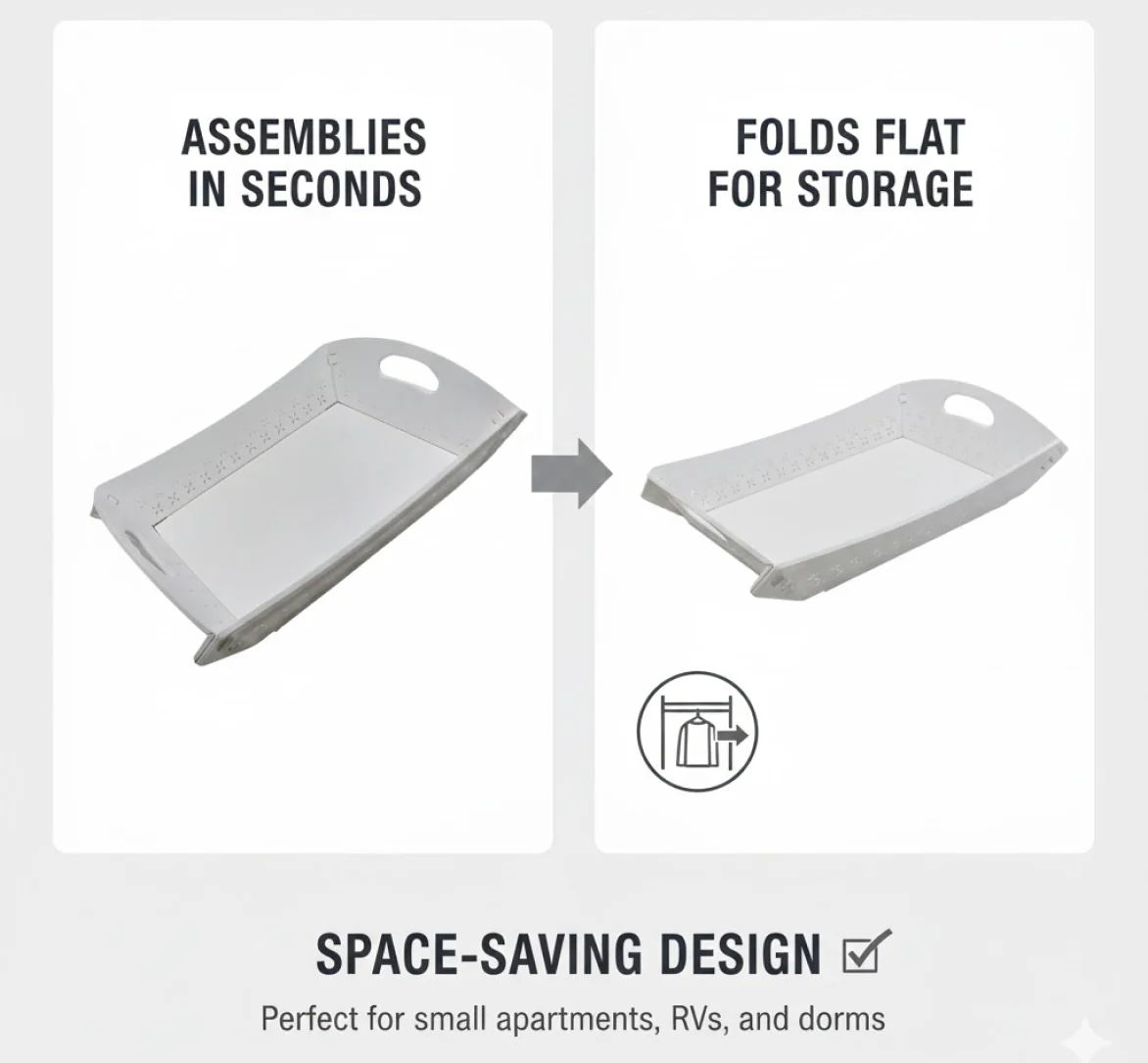 Foldable Plastic Serving Tray - Portable with Handle for Kitchen & Dining (1pc) - Image 9