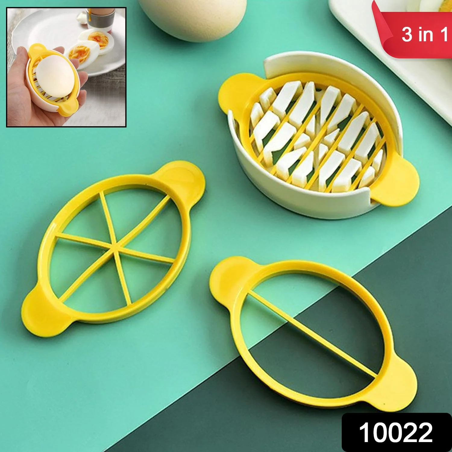Egg Slicer, 3 in 1 Boiled Egg Slicer, Egg Slicer Restaurant Kitchen Tool (1 Pc) - Image 2
