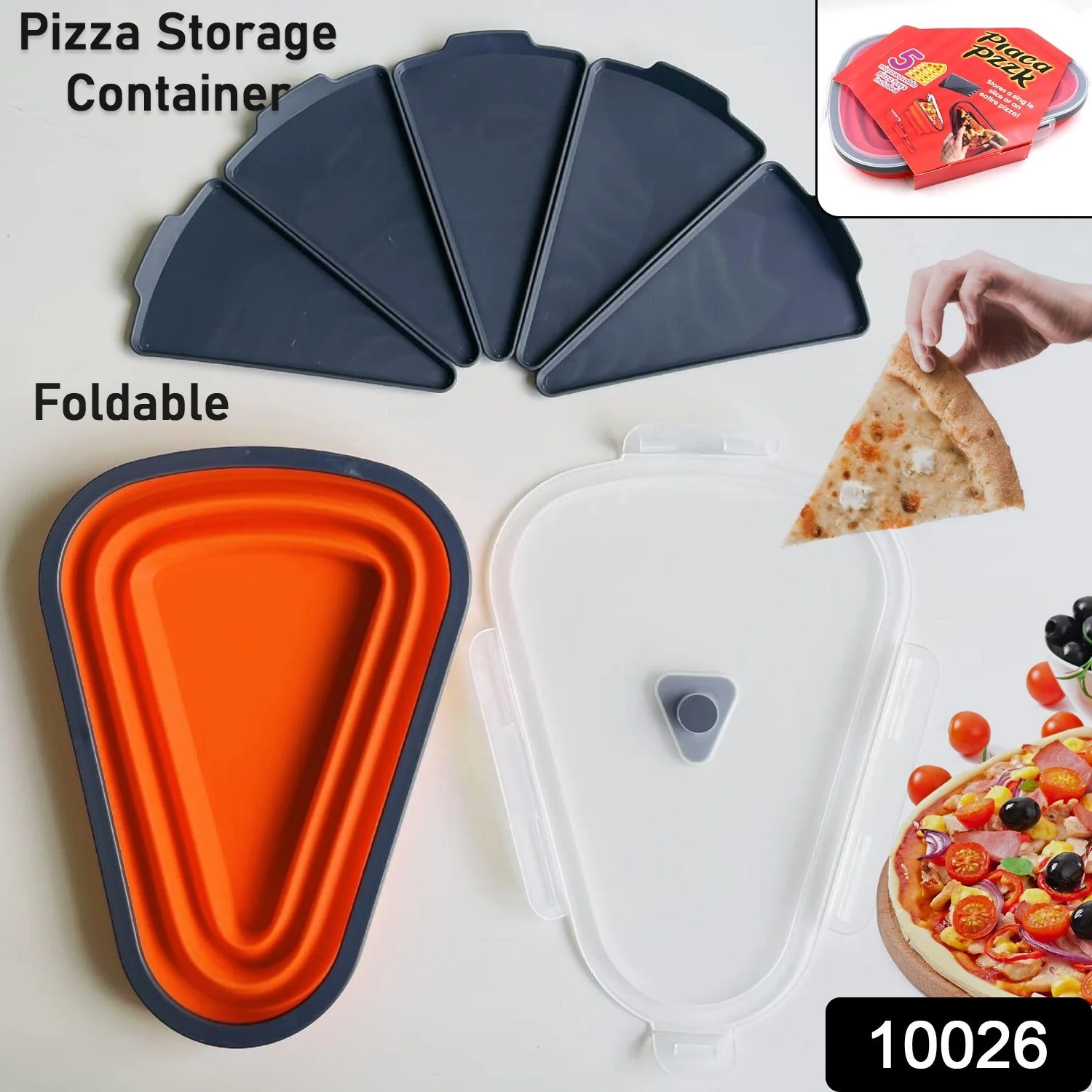 Reusable Expandable Pizza Storage Container with 5 Microwavable Trays - Image 2