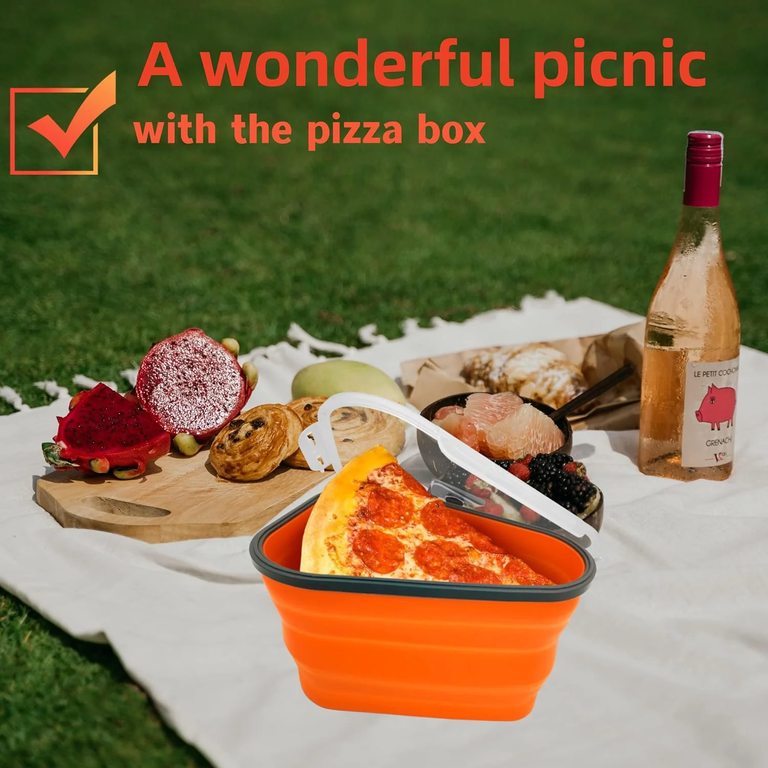 Reusable Expandable Pizza Storage Container with 5 Microwavable Trays - Image 3