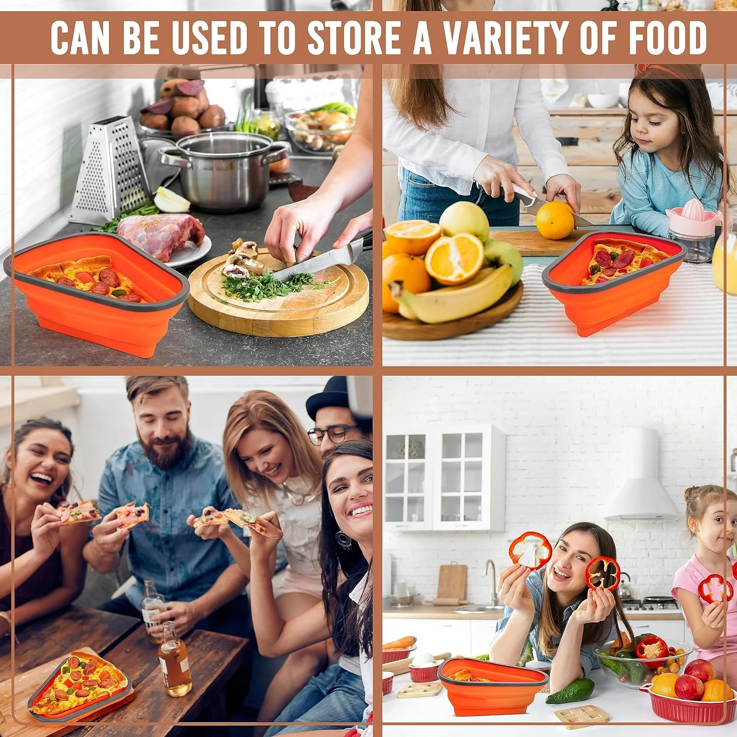 Reusable Expandable Pizza Storage Container with 5 Microwavable Trays - Image 5