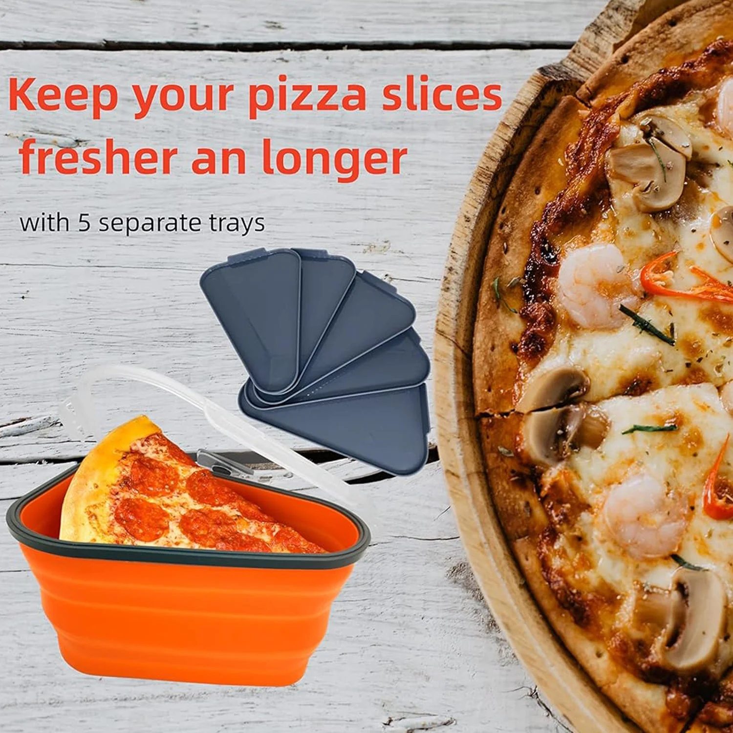 Reusable Expandable Pizza Storage Container with 5 Microwavable Trays - Image 6