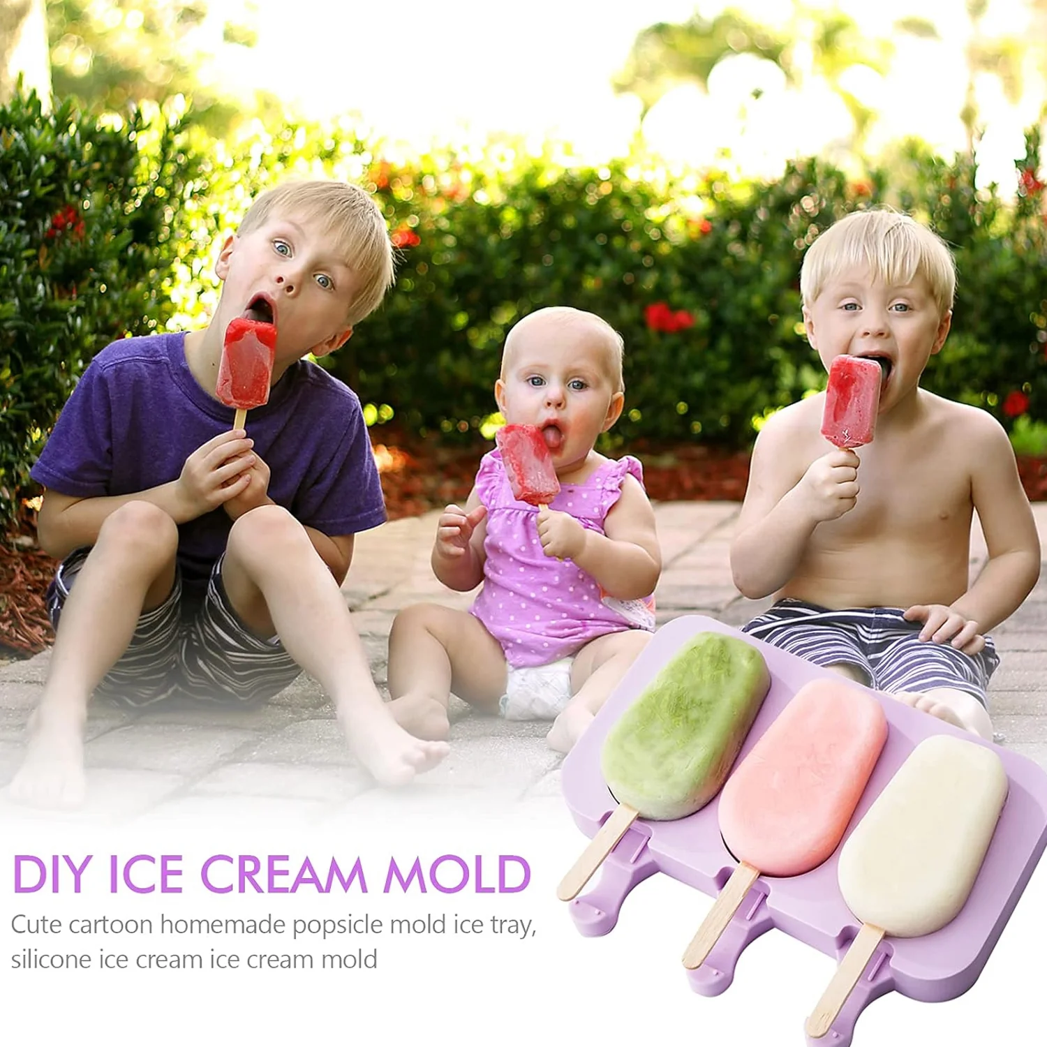 Silicone Sicle Molds – DIY Ice Pops with Lids & 50 Sticks - Image 6