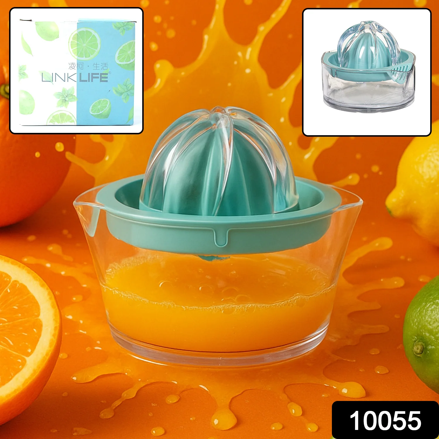 Manual Orange Lemon Citrus Juicer Squeezer Press Pourer with Lid Plastic 1 Pc - Image 2