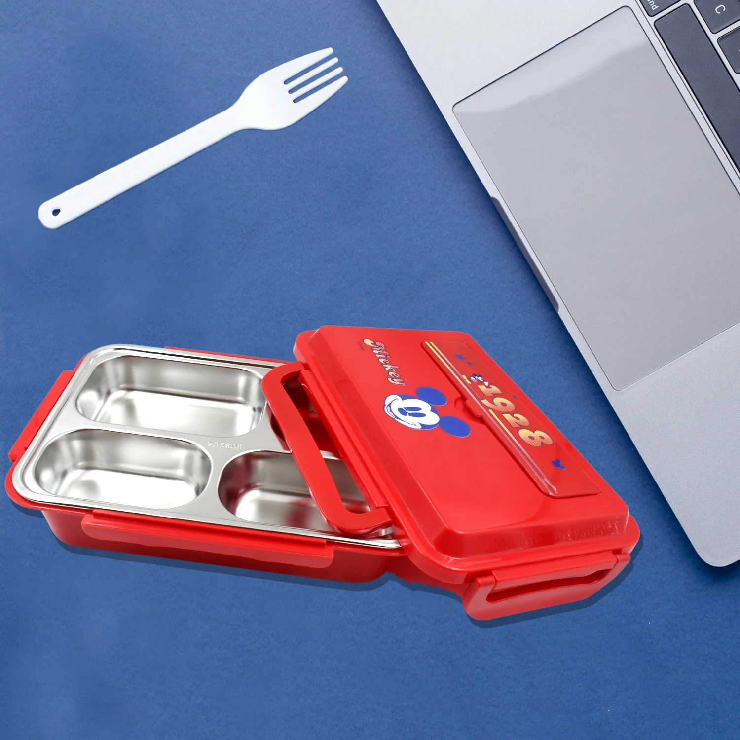 Cartoon Printed 4-Compartment Insulated Lunch Box for Kids - Image 5