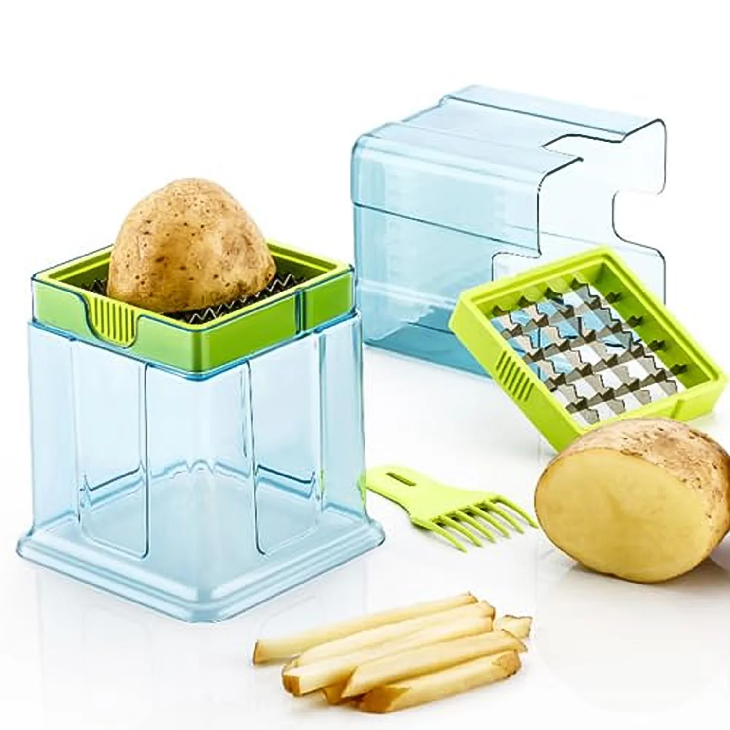 2-in-1 Potato Chipper & Slicer – French Fries Maker with Two-Blade Cutter (1 Pc) - Image 5