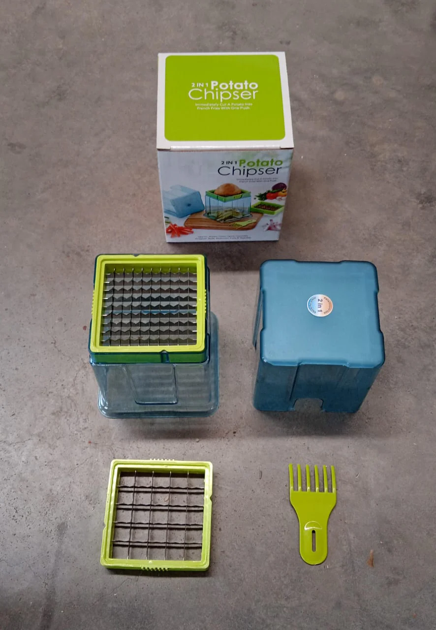 2-in-1 Potato Chipper & Slicer – French Fries Maker with Two-Blade Cutter (1 Pc) - Image 7