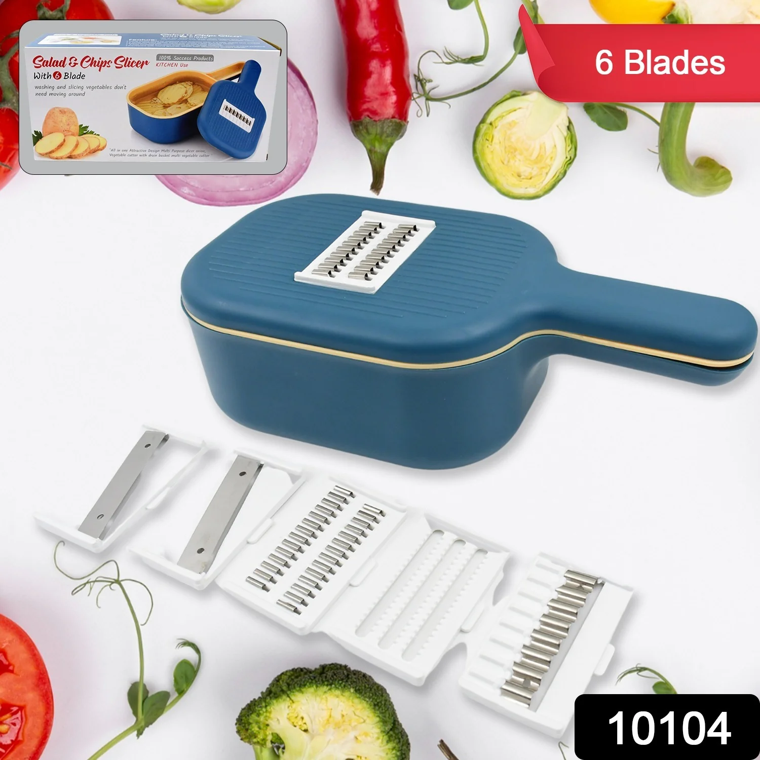 Vegetable Slicer Cutter - 6 Blades Kitchen Accessories (1 Set) - Image 2