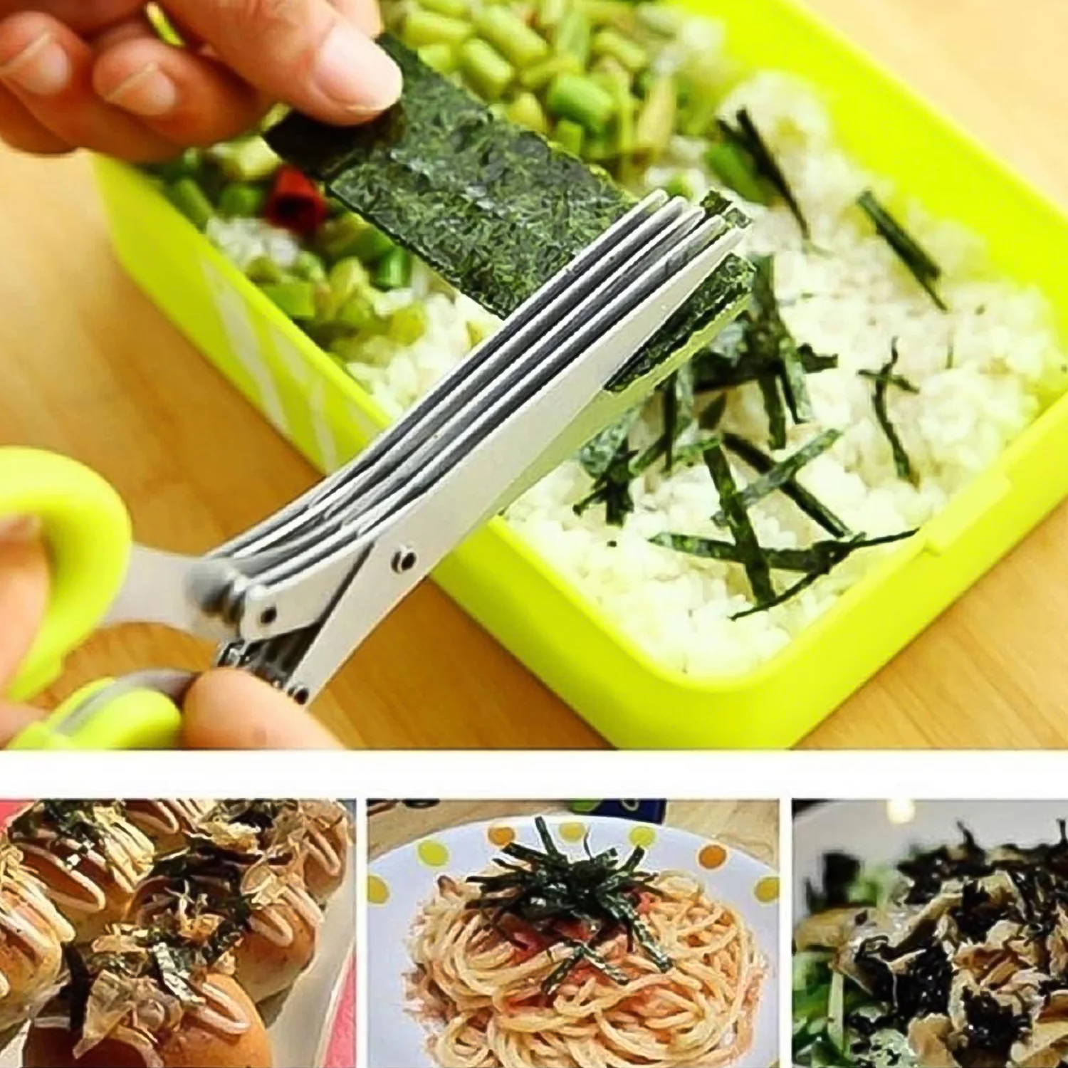 Multifunction Vegetable Stainless Steel Herbs Scissor with 5 Blades (1 Pc) - Image 3
