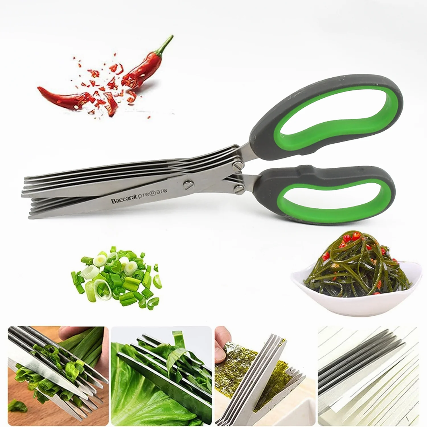 Multifunction Vegetable Stainless Steel Herbs Scissor with 5 Blades (1 Pc) - Image 4